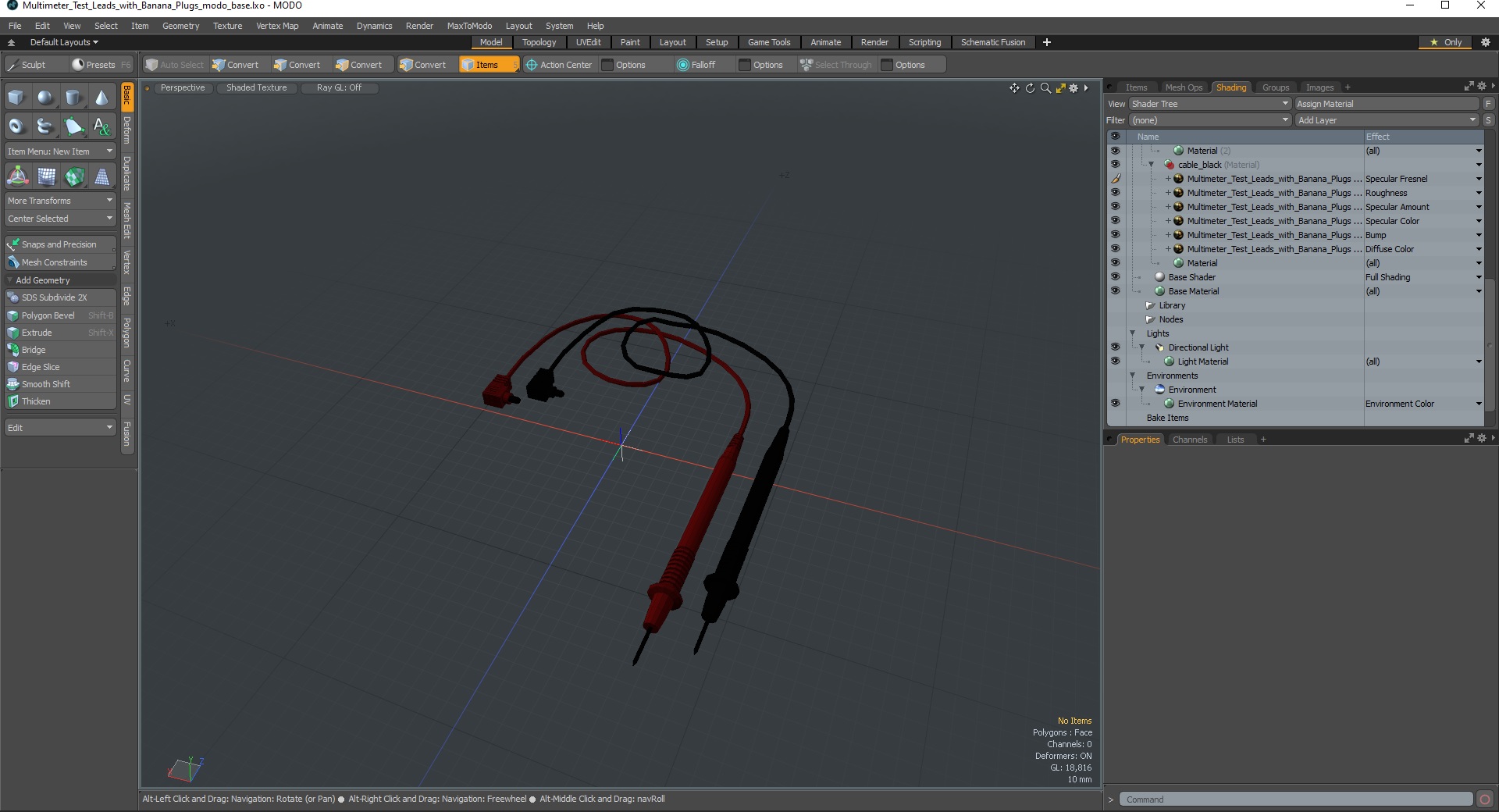Multimeter Test Leads with Banana Plugs 3D model