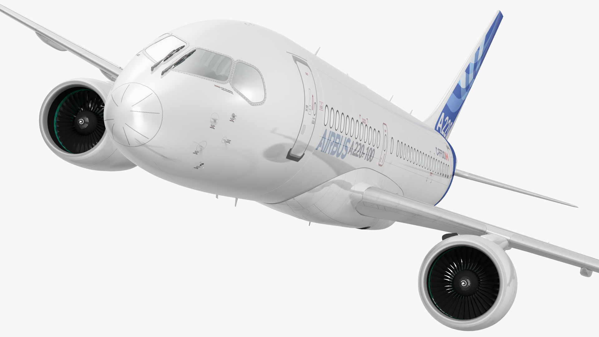 3D Airbus A220 100 Simple Interior Rigged model