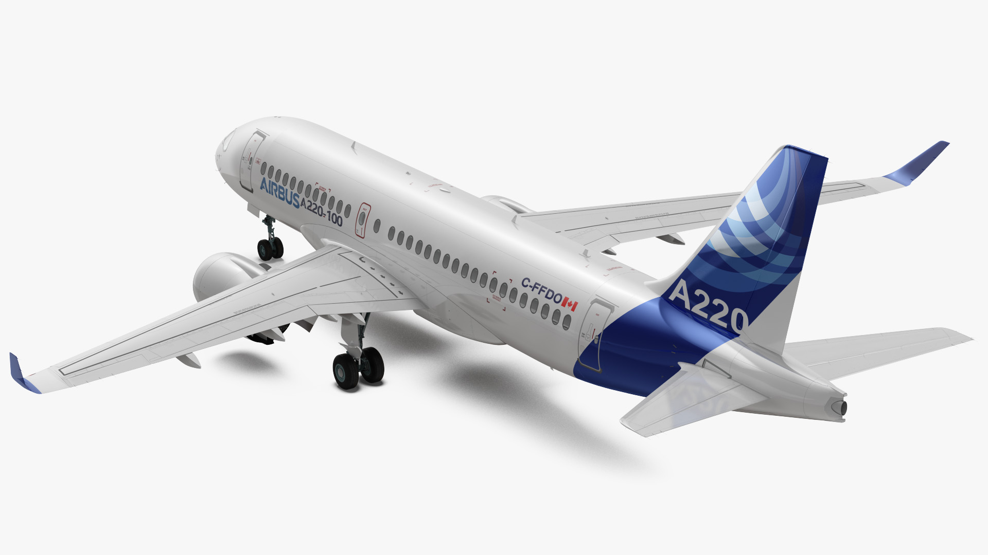 3D Airbus A220 100 Simple Interior Rigged model