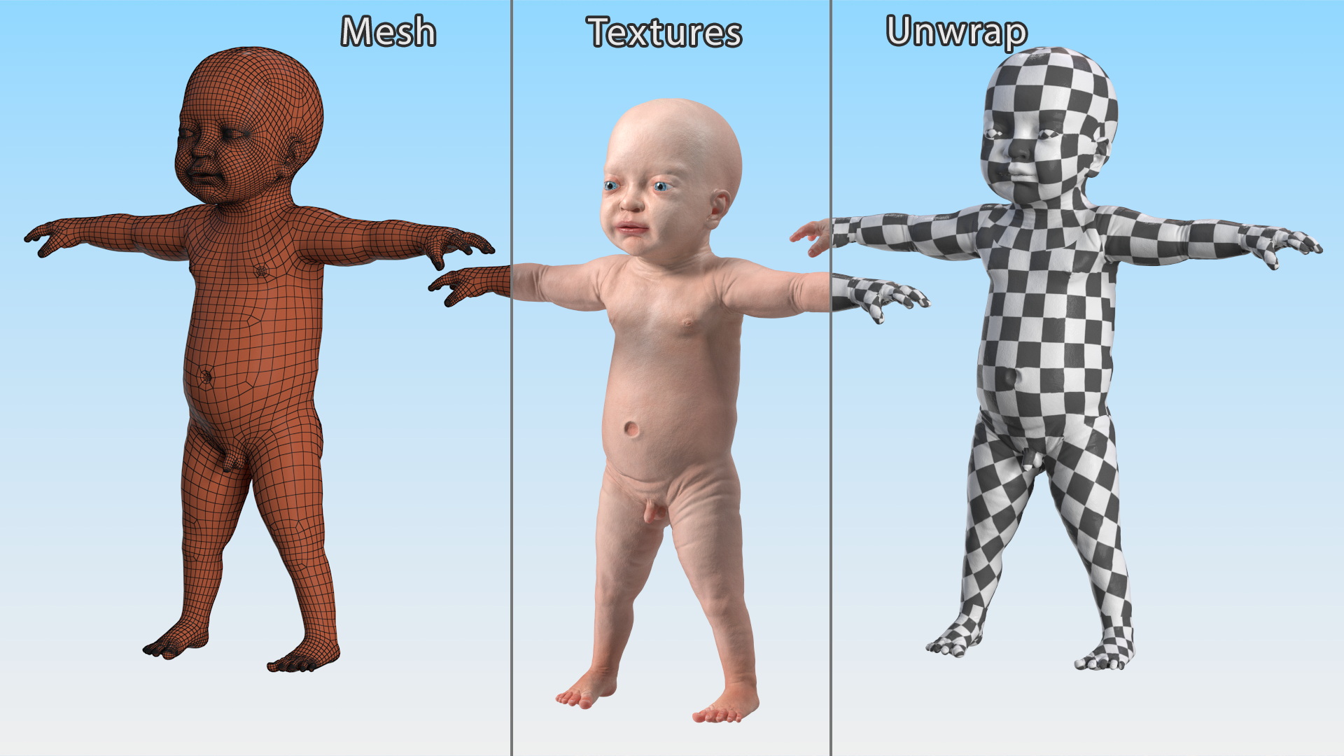 3D model Baby Boy at 8 Month Rigged for Cinema 4D