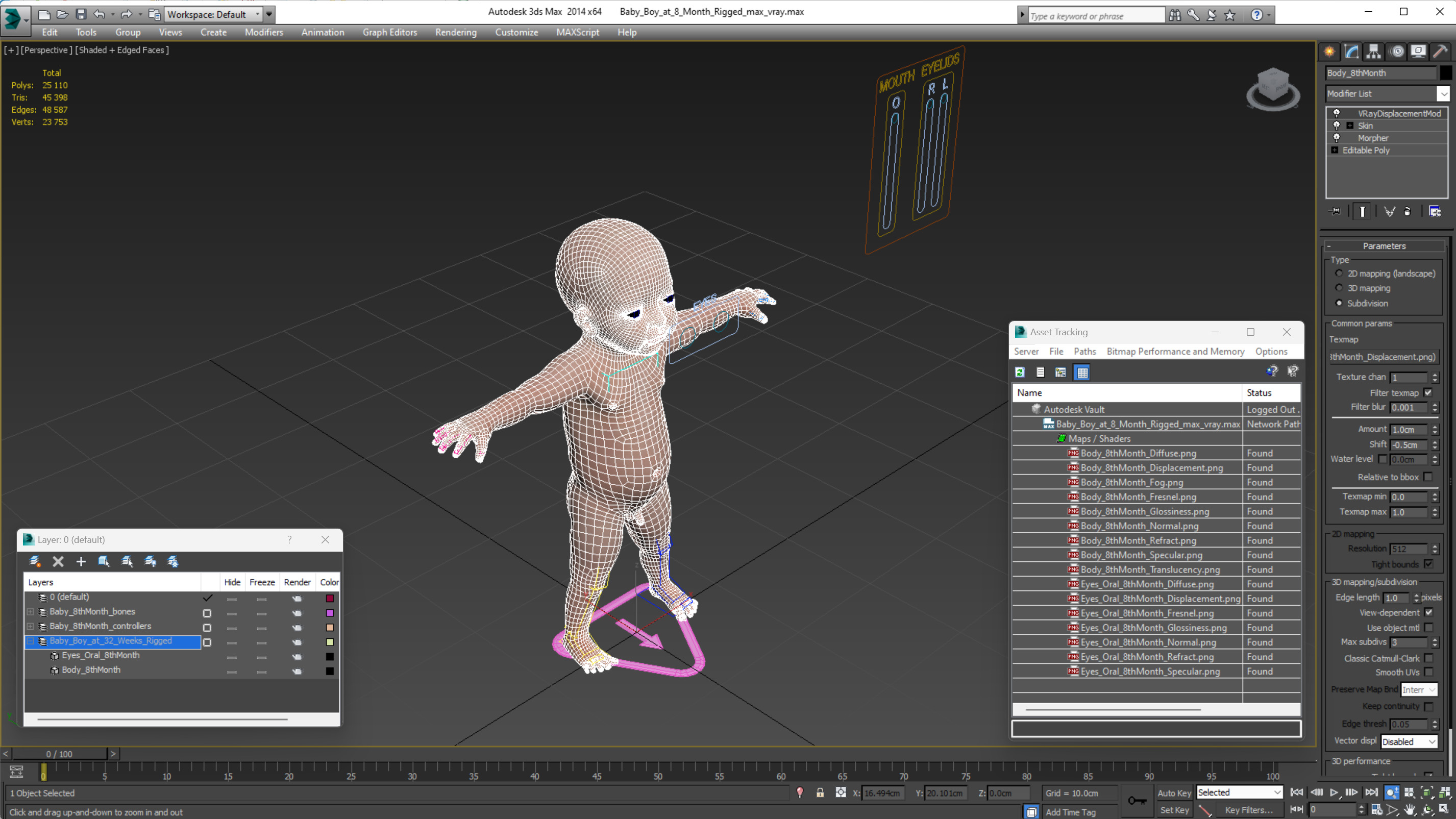 3D model Baby Boy at 8 Month Rigged for Cinema 4D