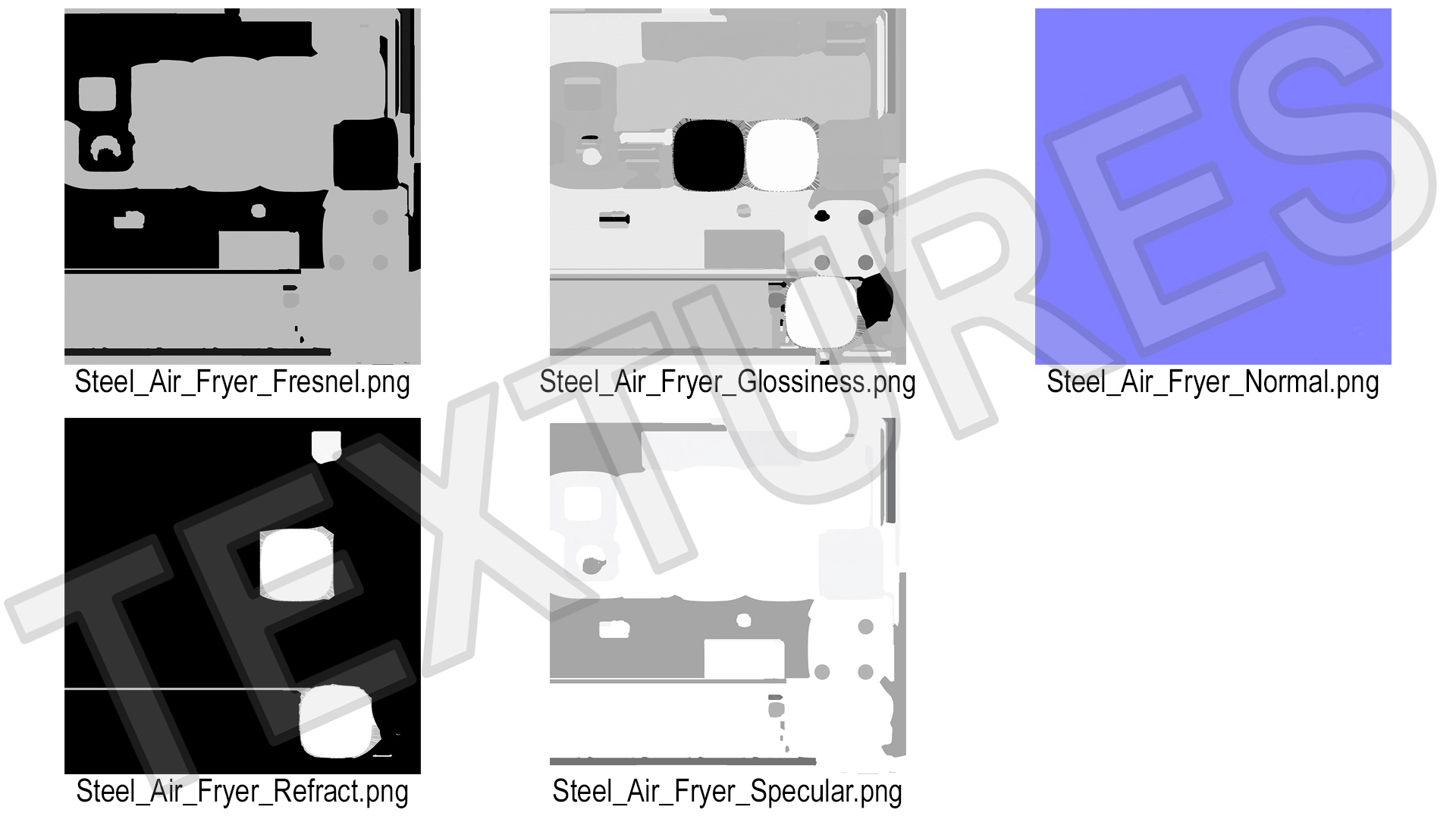 3D Air Fryer Steel with French Fries model