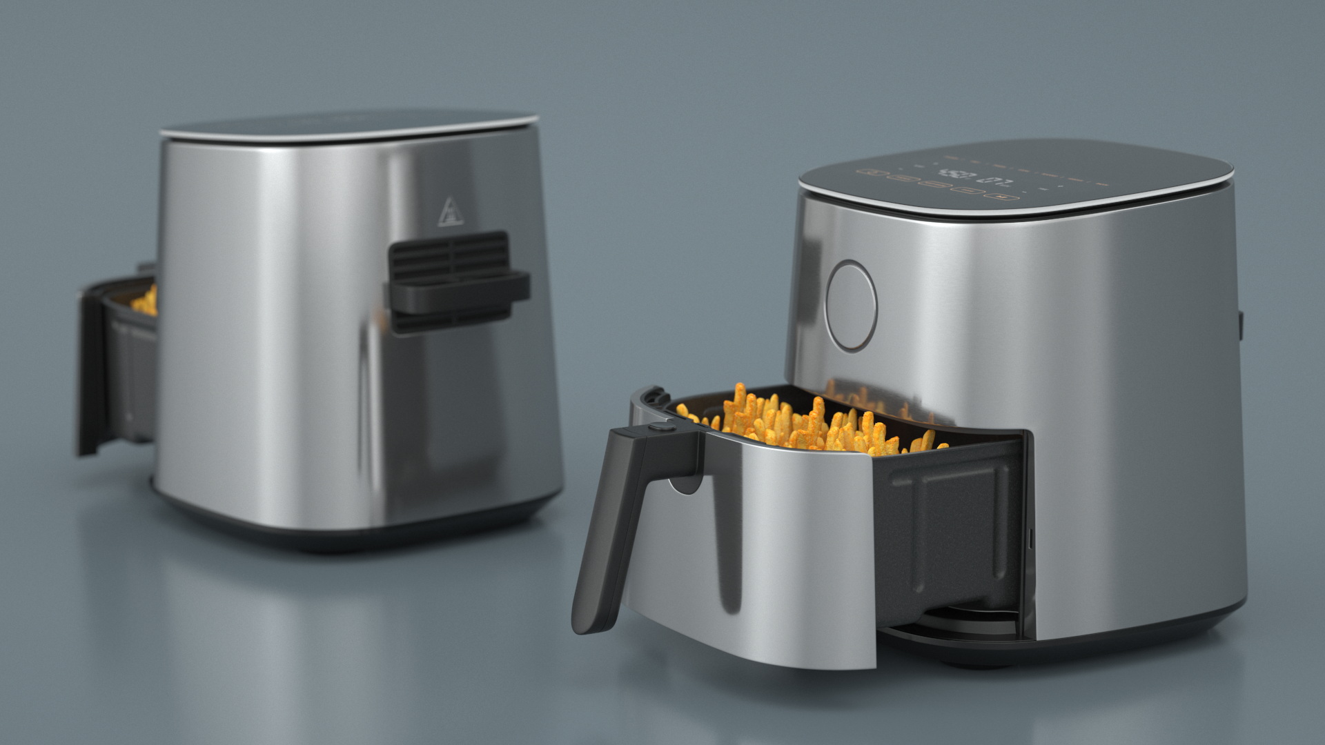 3D Air Fryer Steel with French Fries model