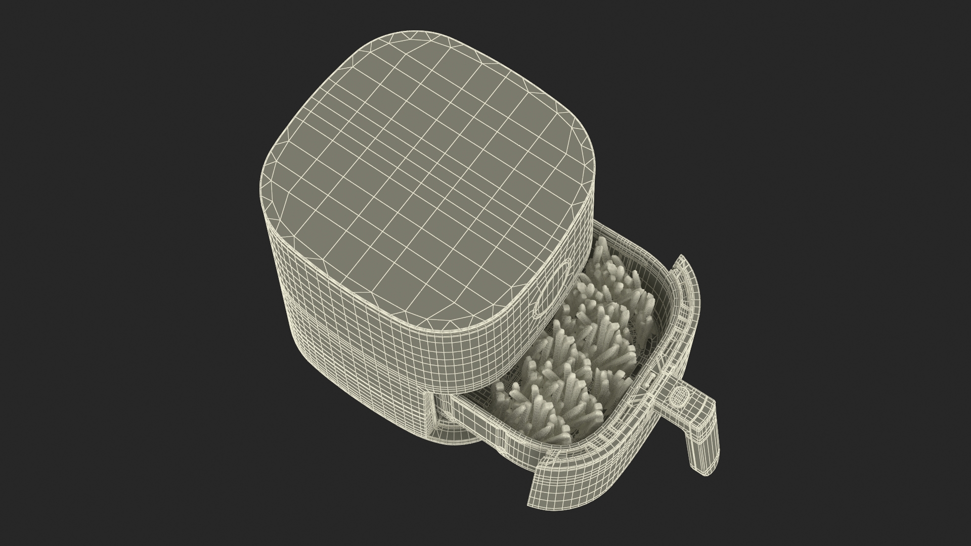 3D Air Fryer Steel with French Fries model