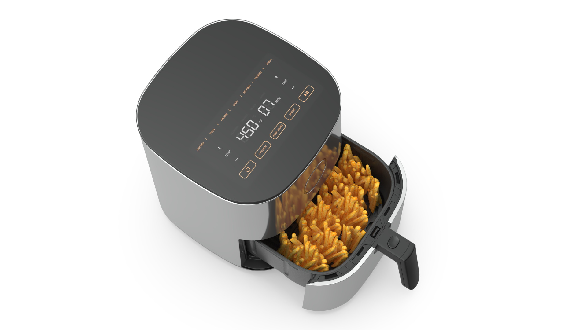 3D Air Fryer Steel with French Fries model