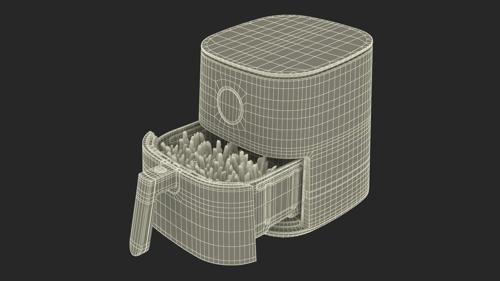 3D Air Fryer Steel with French Fries model