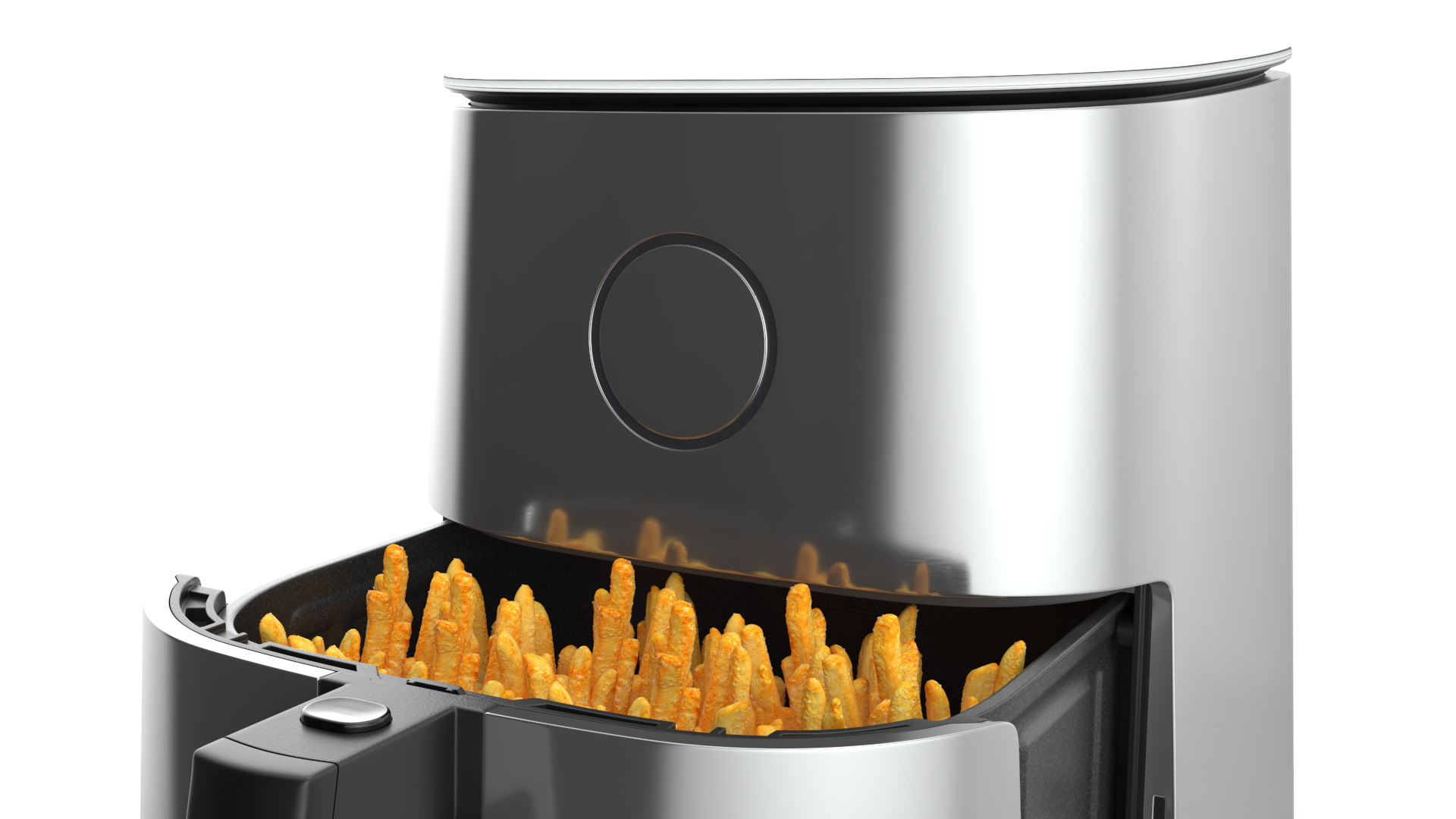 3D Air Fryer Steel with French Fries model