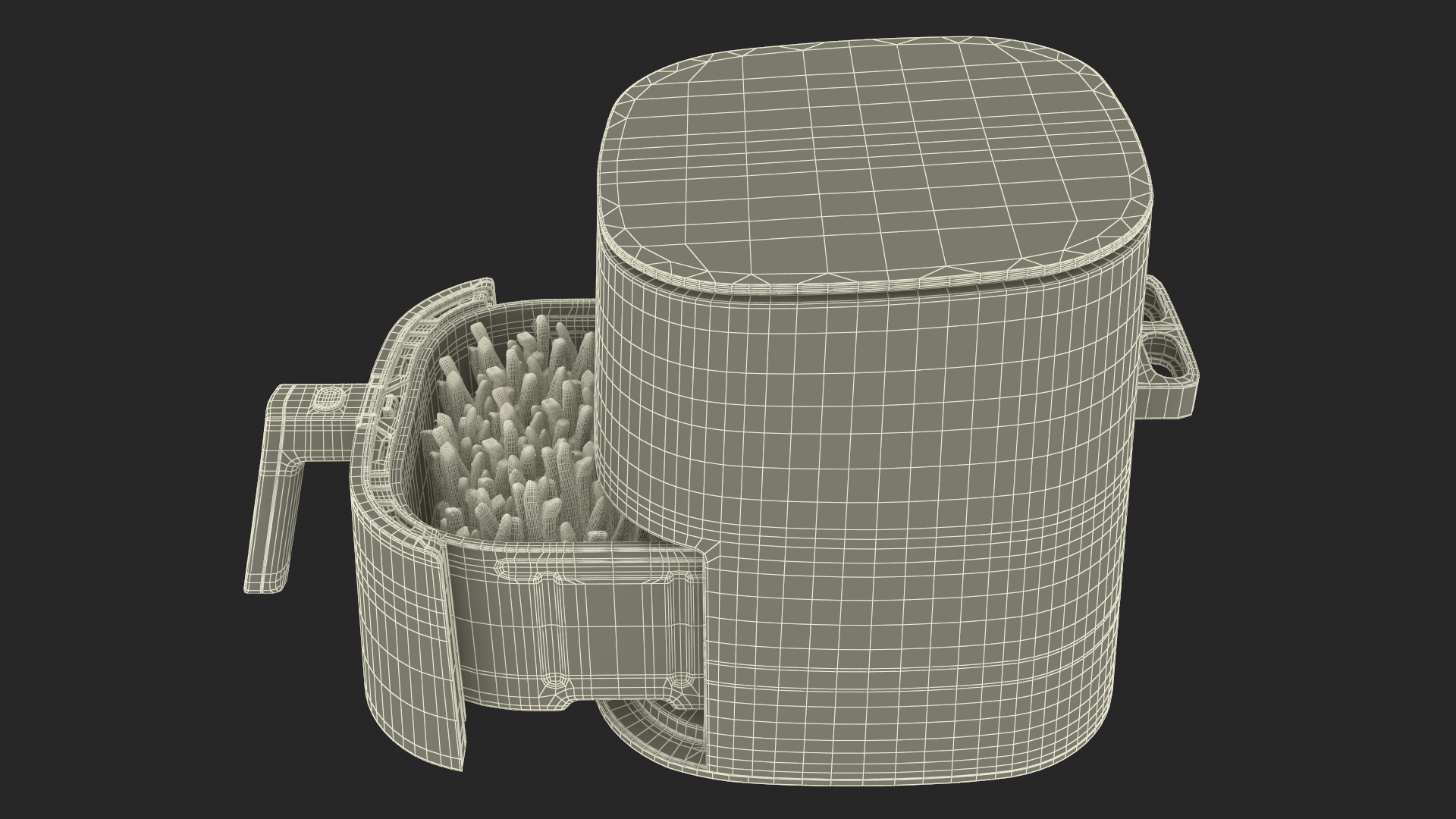 3D Air Fryer Steel with French Fries model