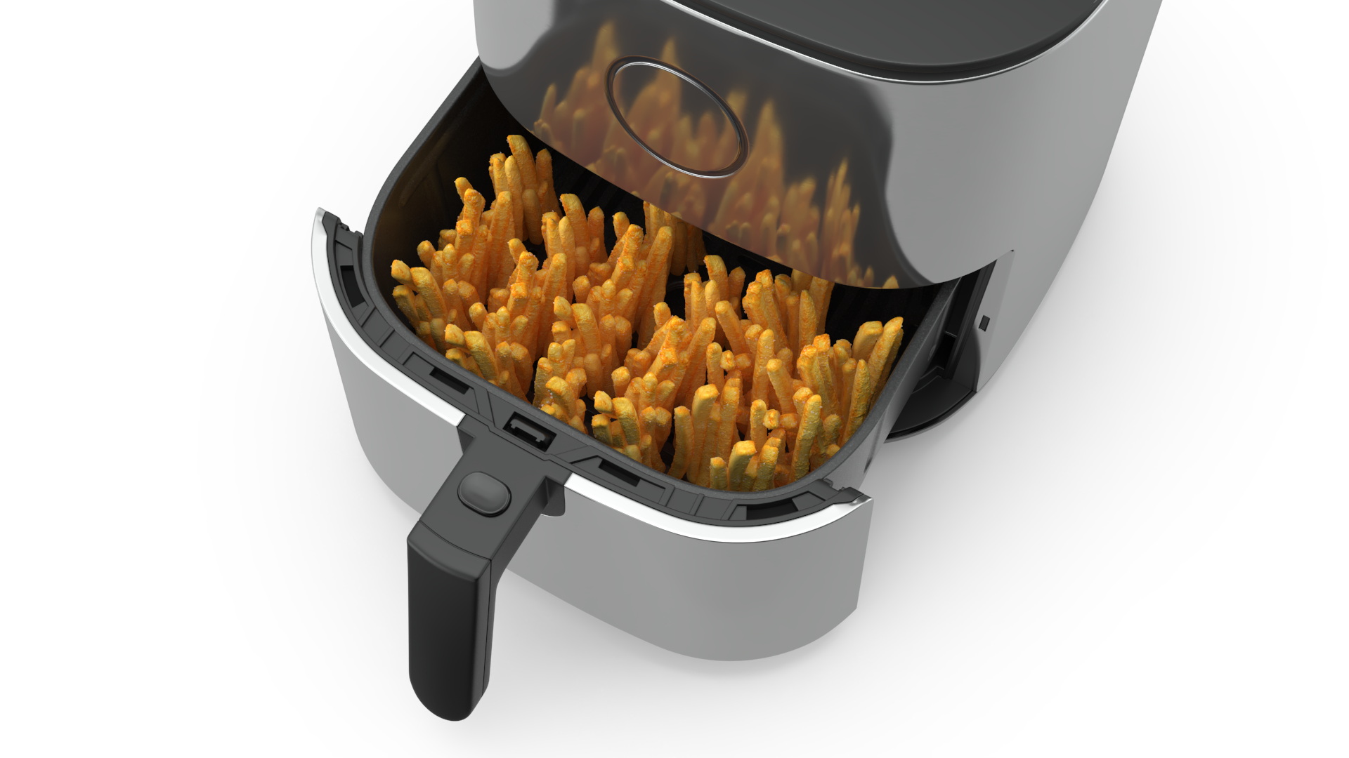 3D Air Fryer Steel with French Fries model