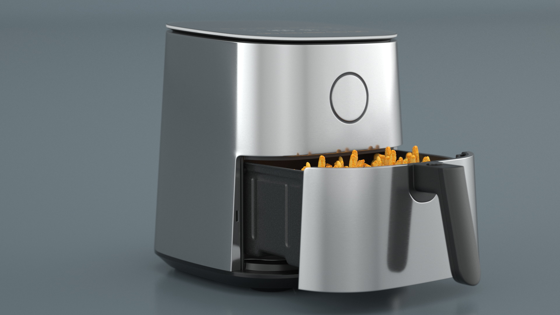 3D Air Fryer Steel with French Fries model