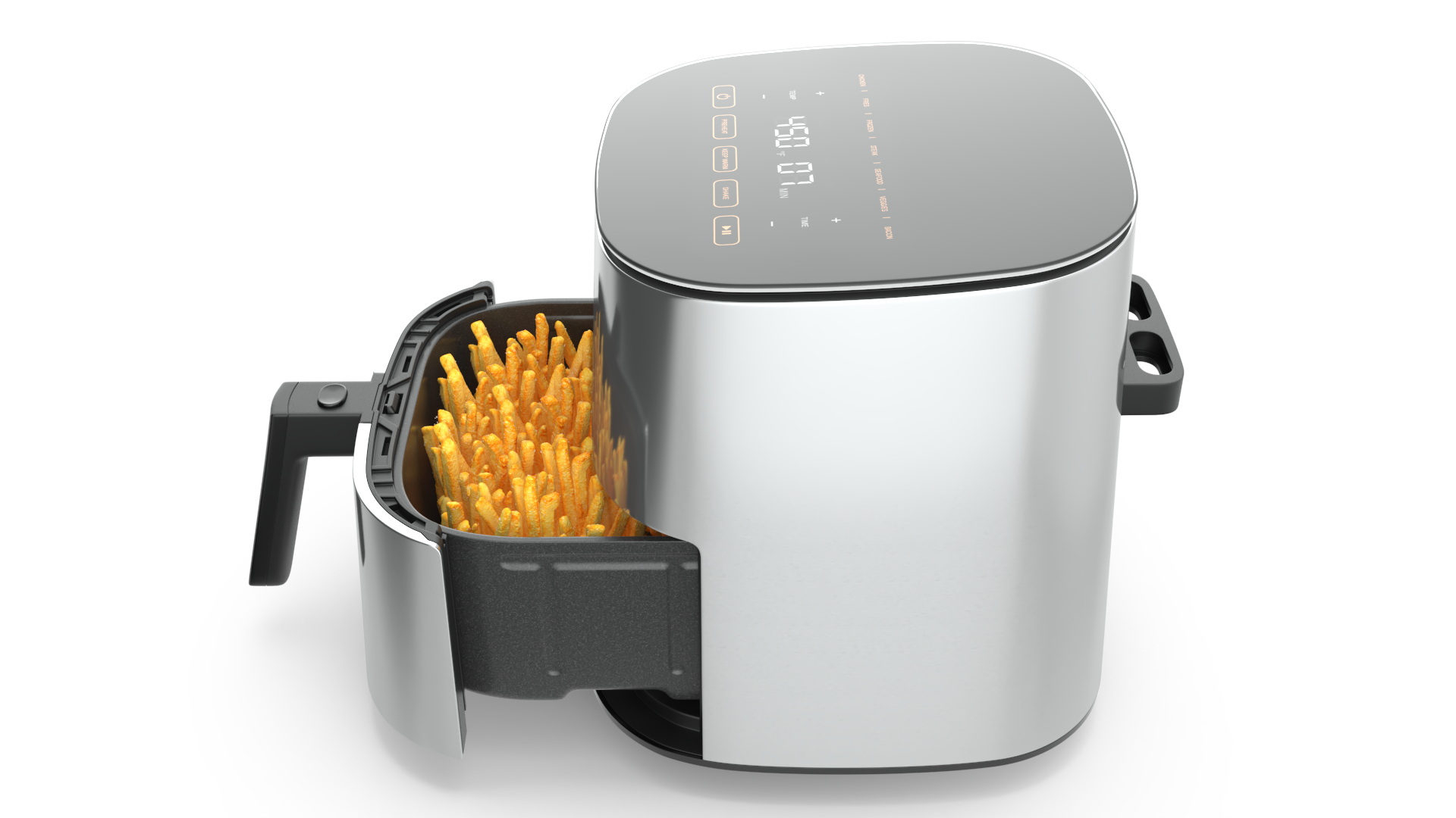 3D Air Fryer Steel with French Fries model