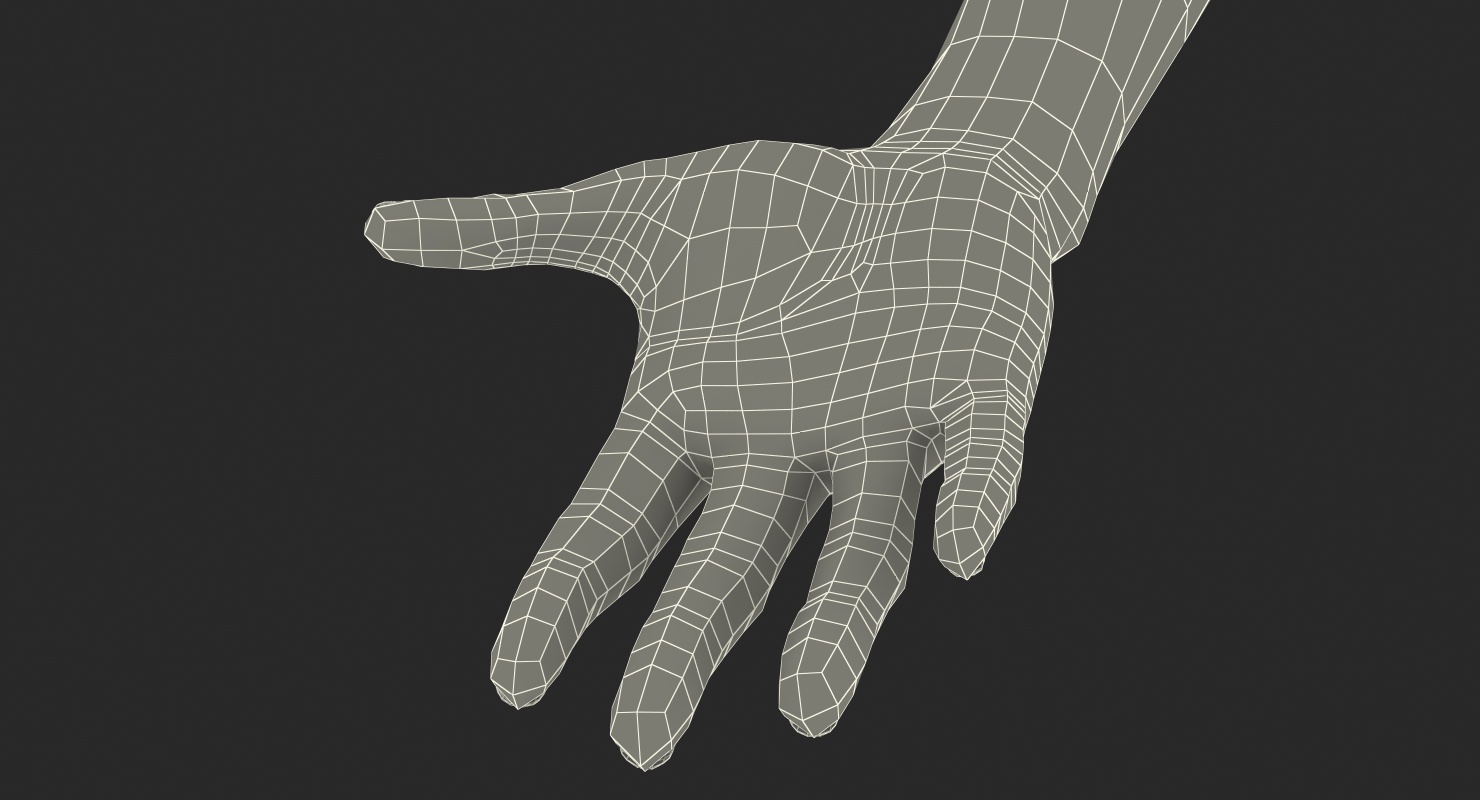 3D Mongoloid Female Hand Short Nails model