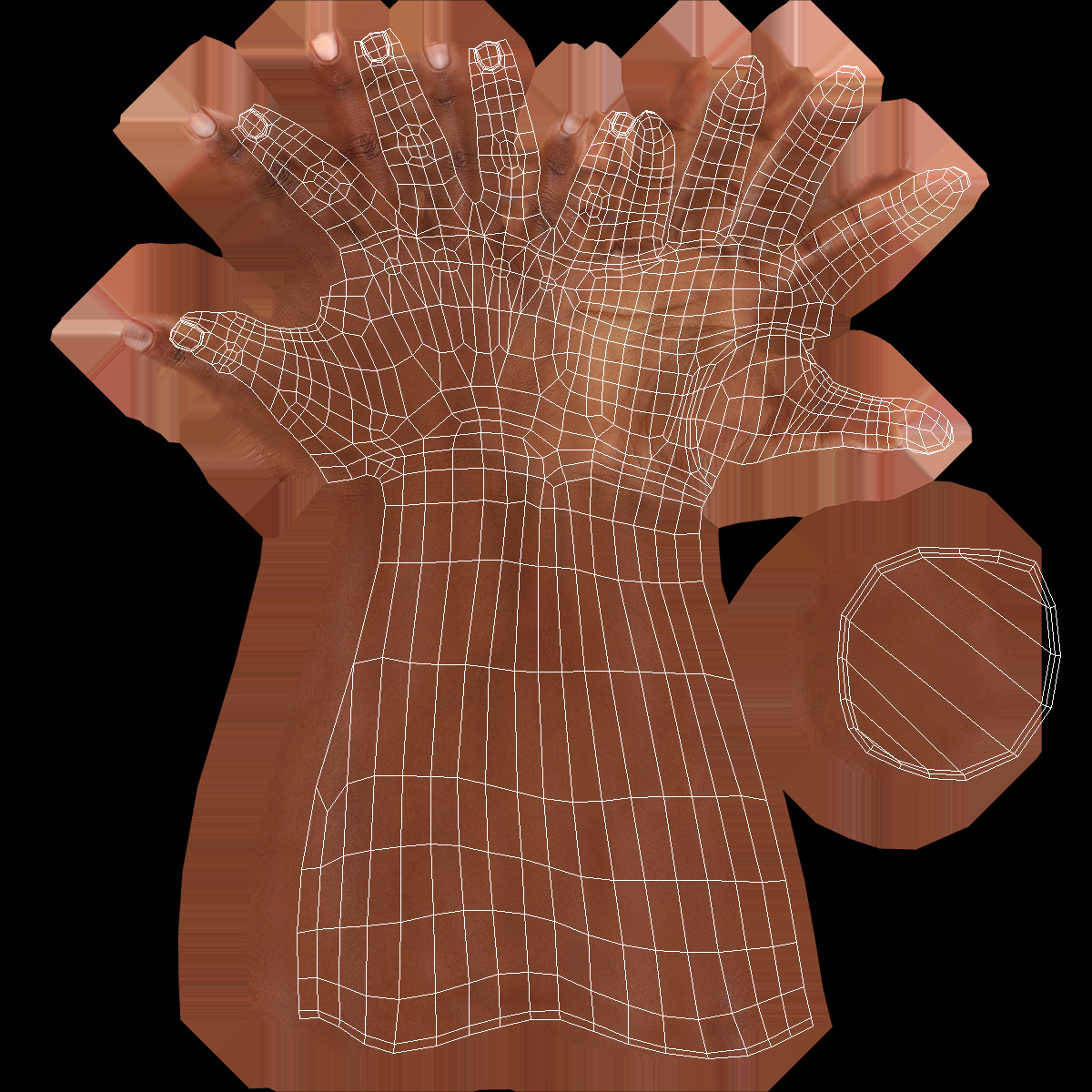 3D Mongoloid Female Hand Short Nails model