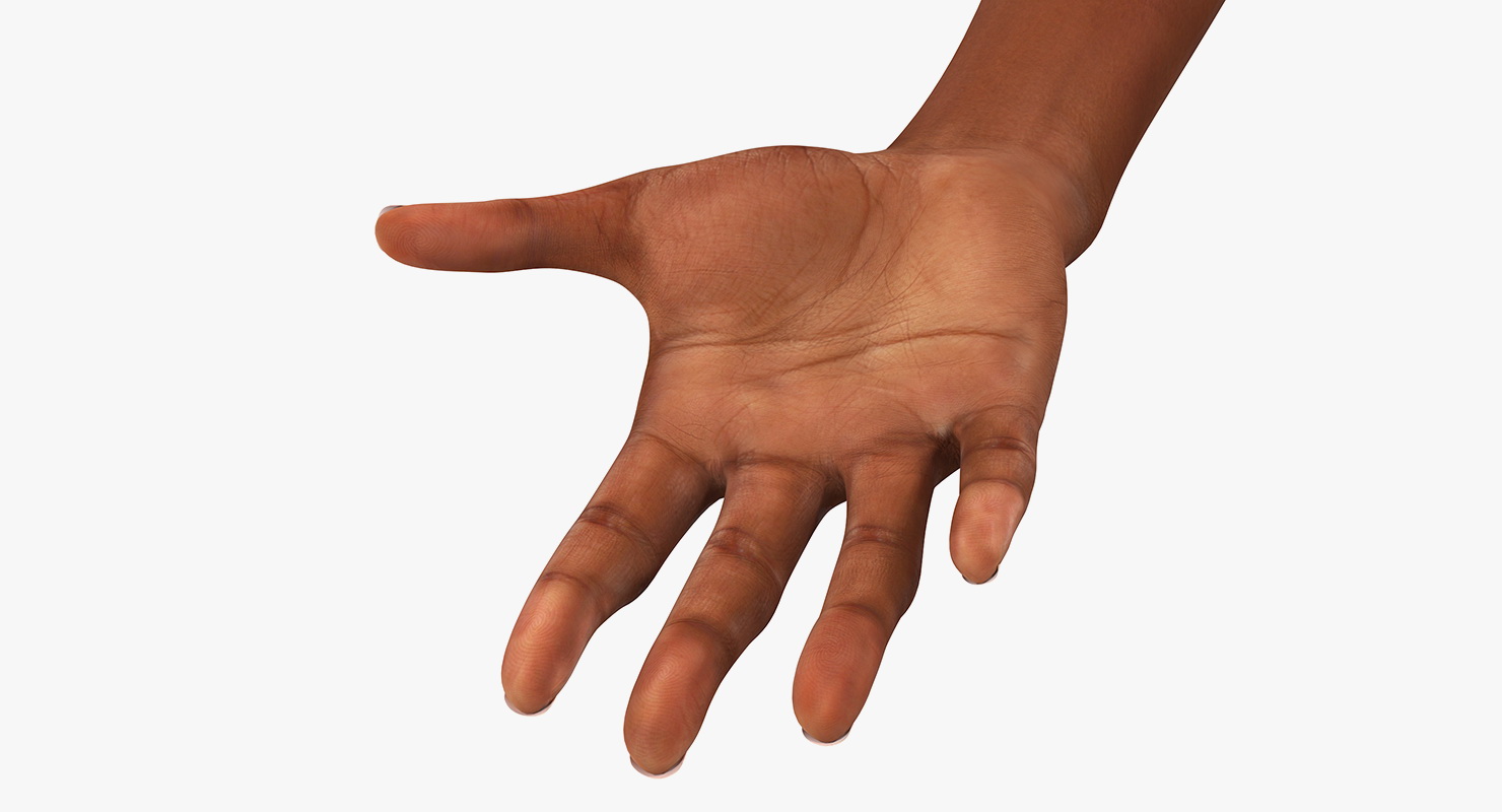 3D Mongoloid Female Hand Short Nails model