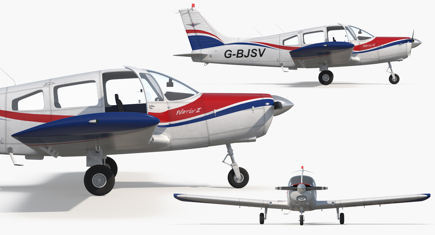 3D model Piper PA28 161 Cherokee Rigged