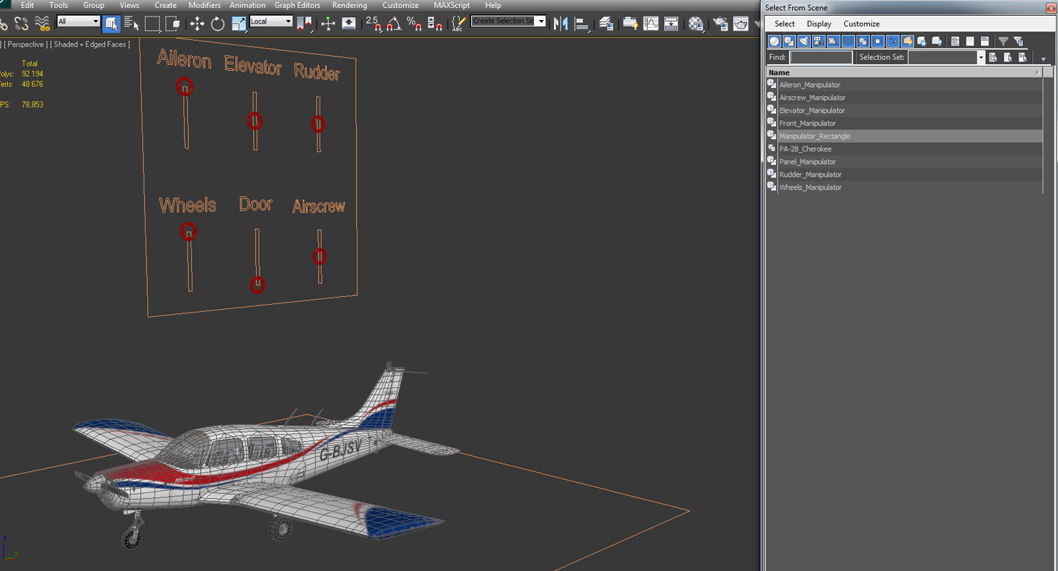 3D model Piper PA28 161 Cherokee Rigged