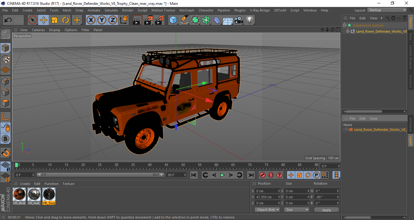 3D Land Rover Defender Works V8 Trophy Clean