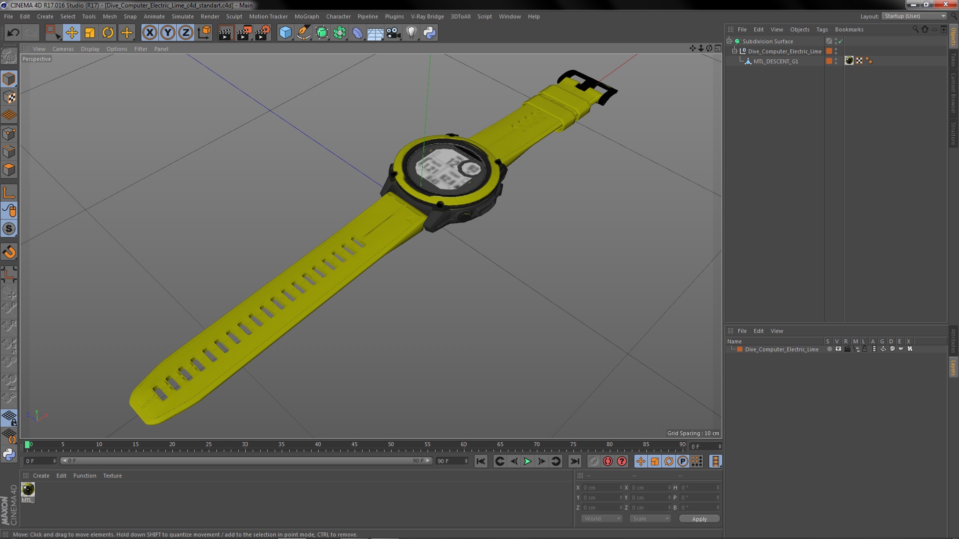 Dive Computer Electric Lime 3D