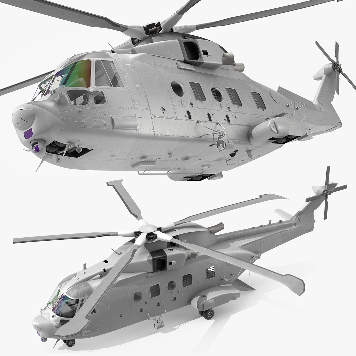 Multipurpose Medium Transport Helicopter Cinema 4D Rigged 3D model preview