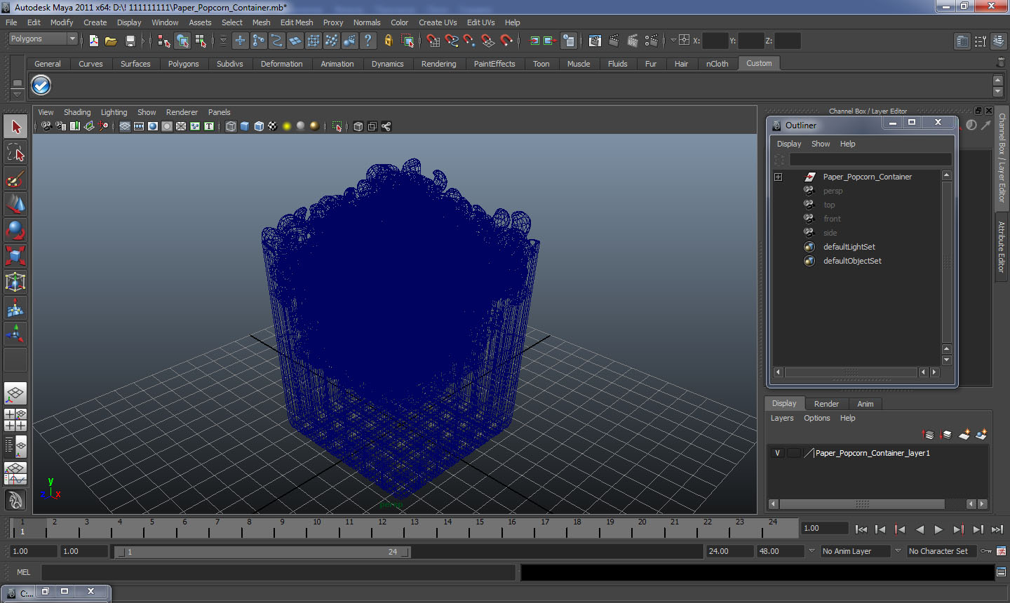 3D Paper Popcorn Container model