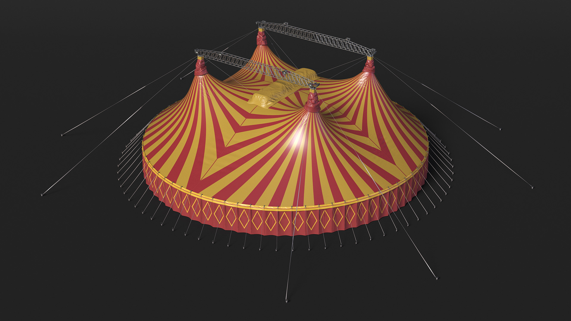 3D model Circus Tent Red Yellow Striped