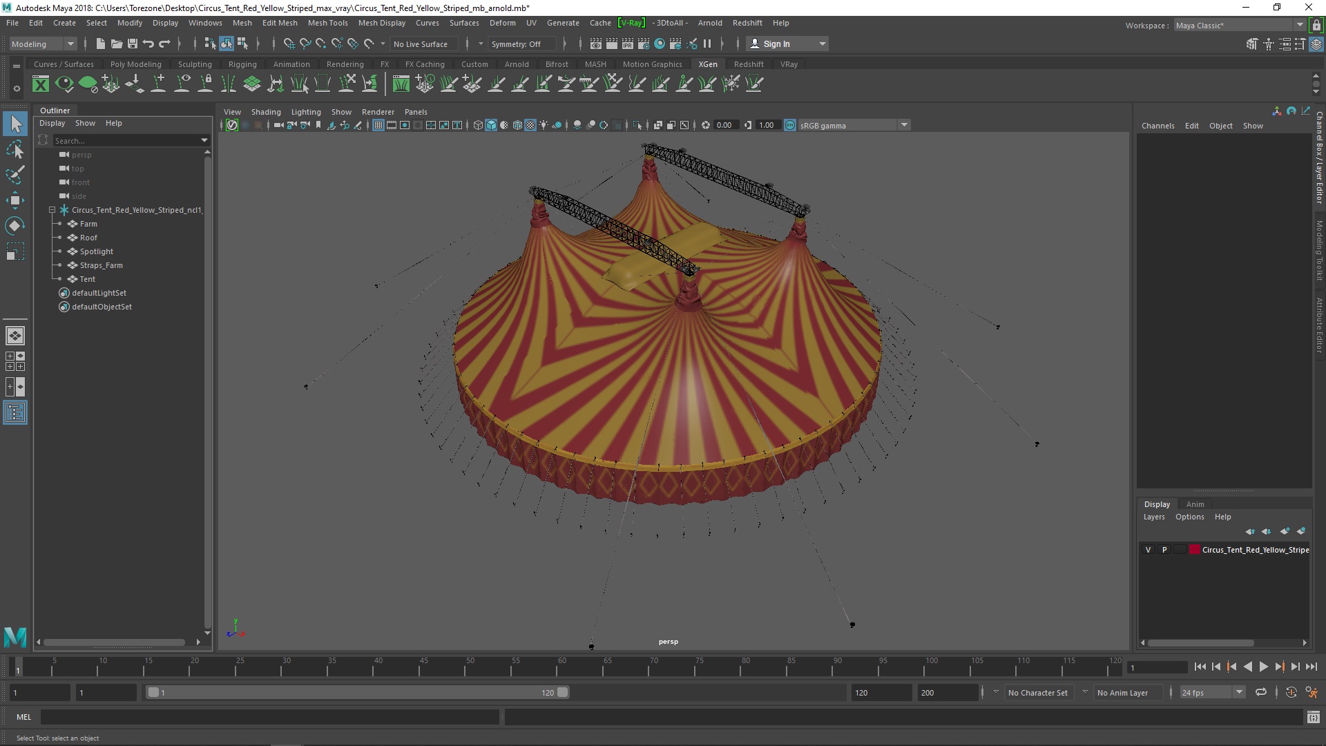 3D model Circus Tent Red Yellow Striped