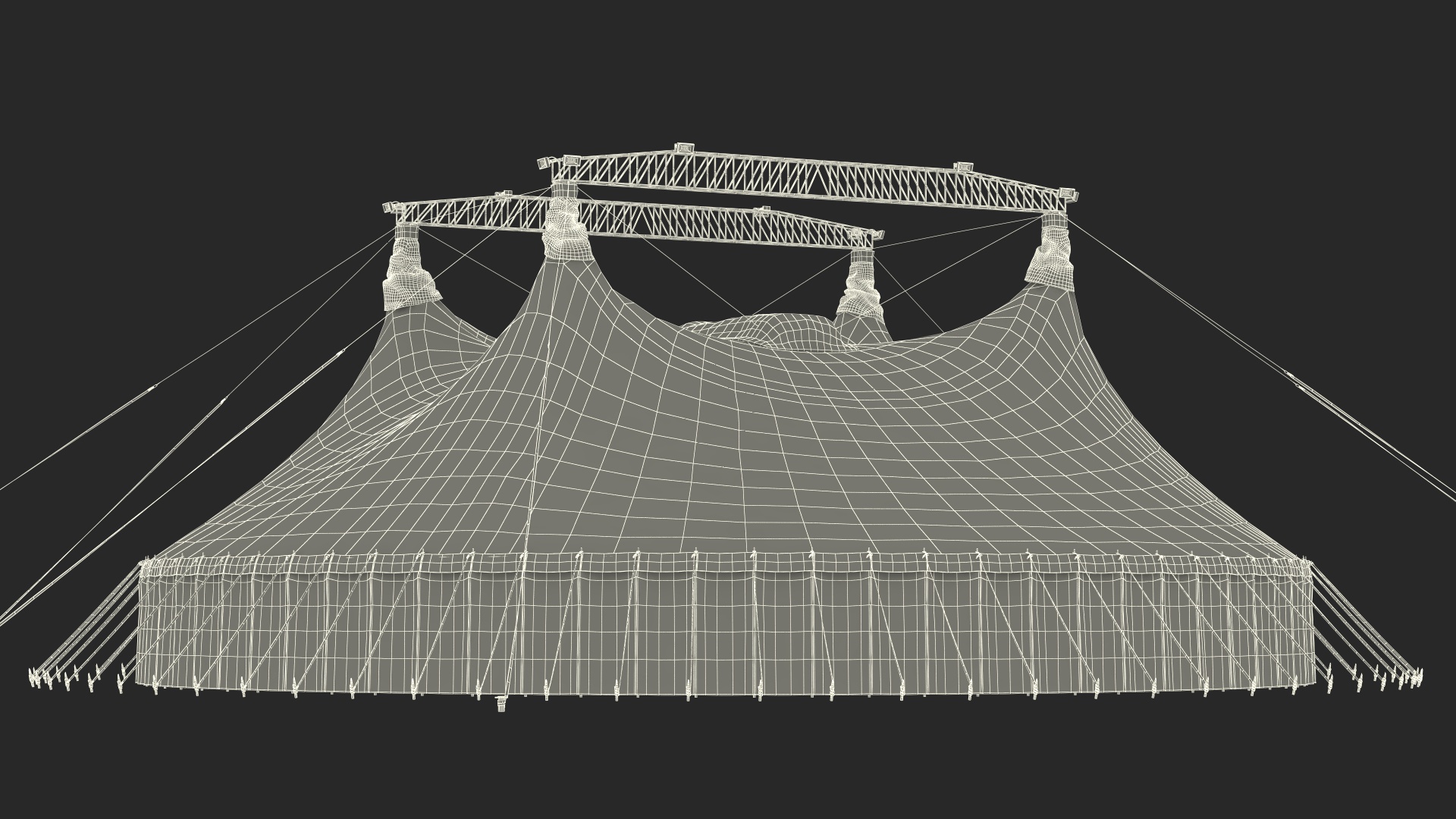 3D model Circus Tent Red Yellow Striped