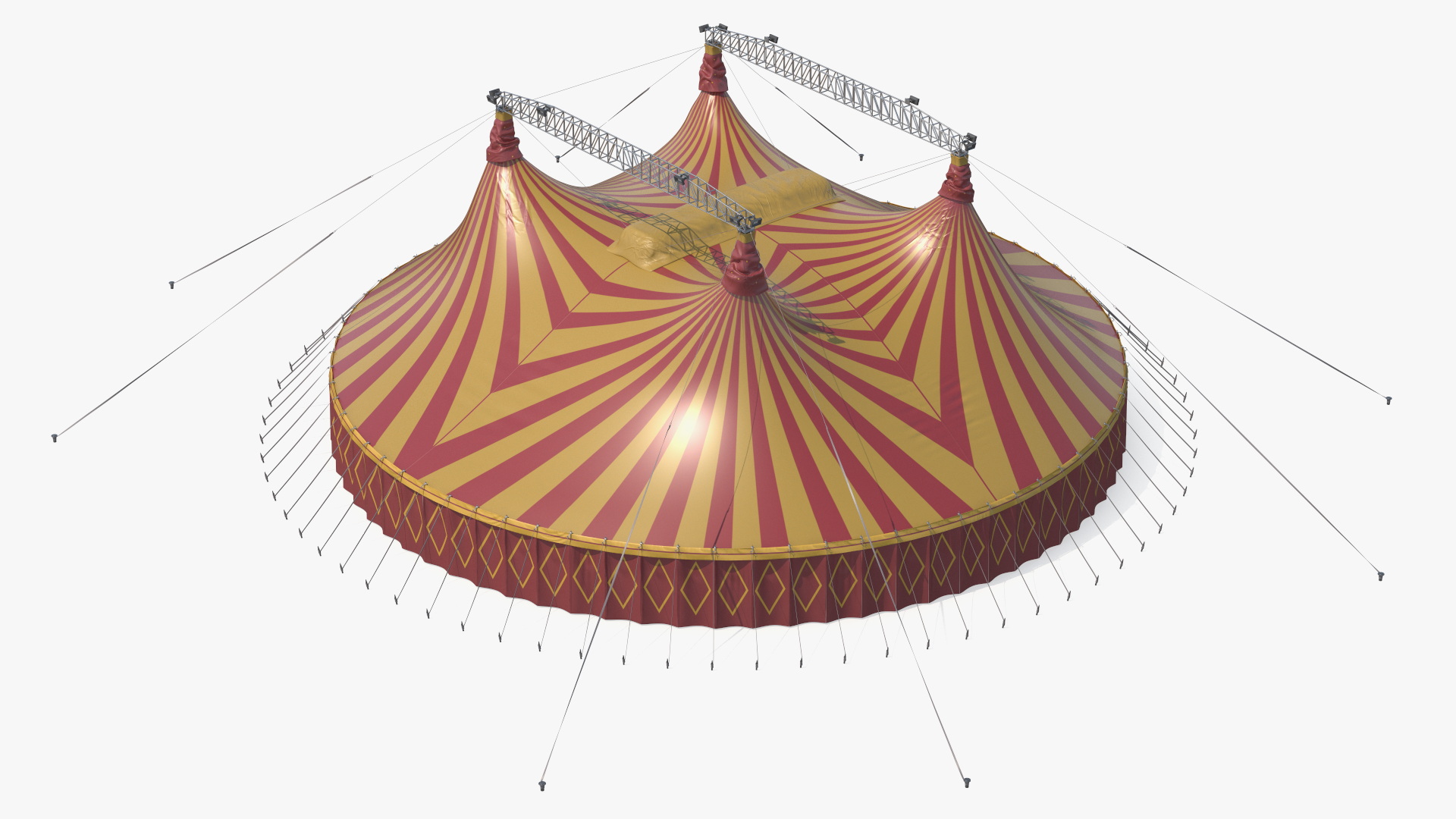 3D model Circus Tent Red Yellow Striped