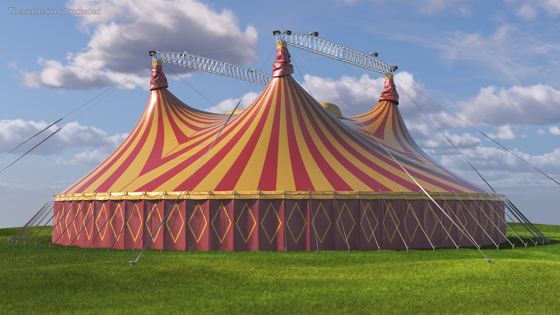 3D model Circus Tent Red Yellow Striped