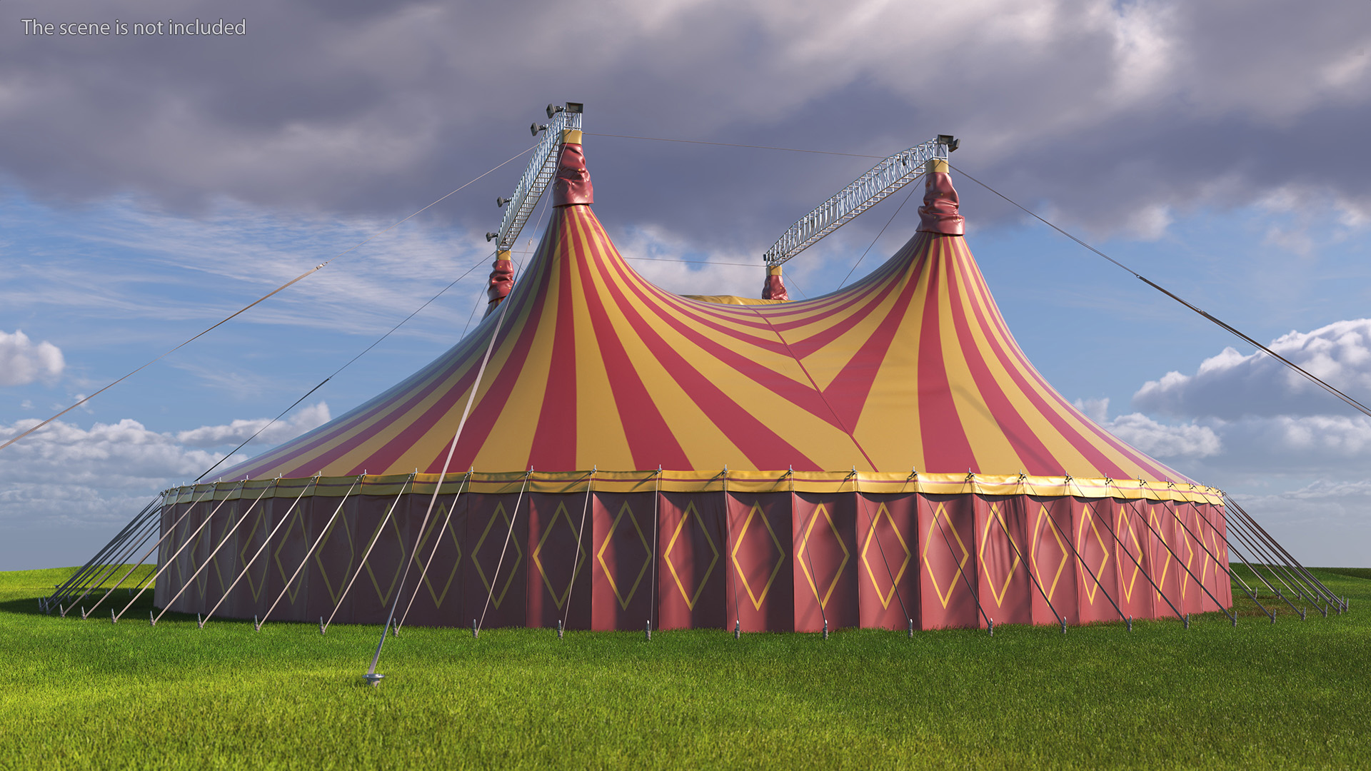 3D model Circus Tent Red Yellow Striped