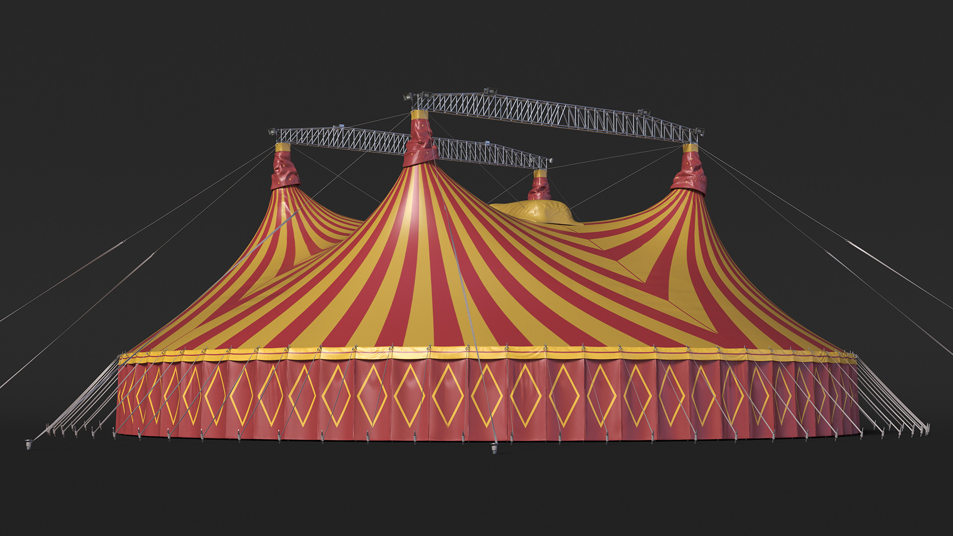 3D model Circus Tent Red Yellow Striped