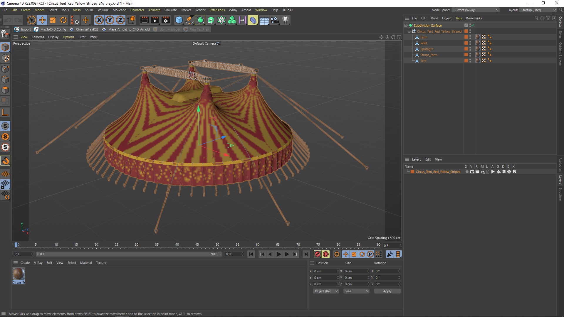3D model Circus Tent Red Yellow Striped
