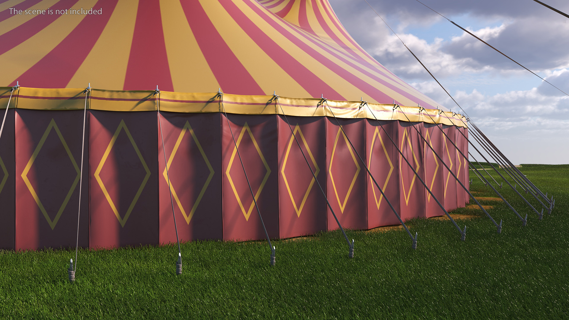 3D model Circus Tent Red Yellow Striped