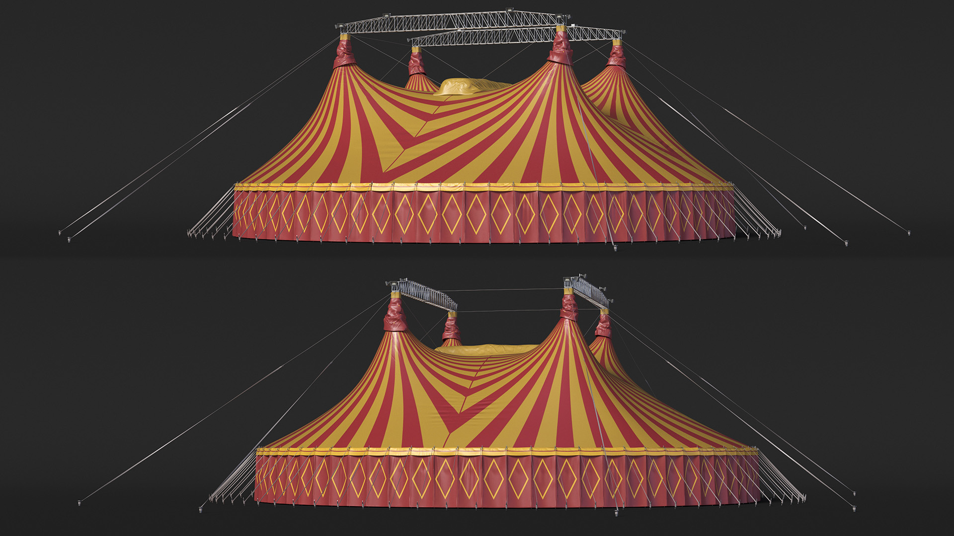 3D model Circus Tent Red Yellow Striped