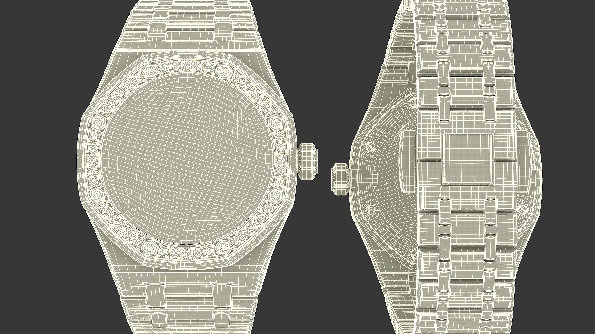 Luxury Royal Watch Red Stainless Steel Diamond-Set Chronograph 3D