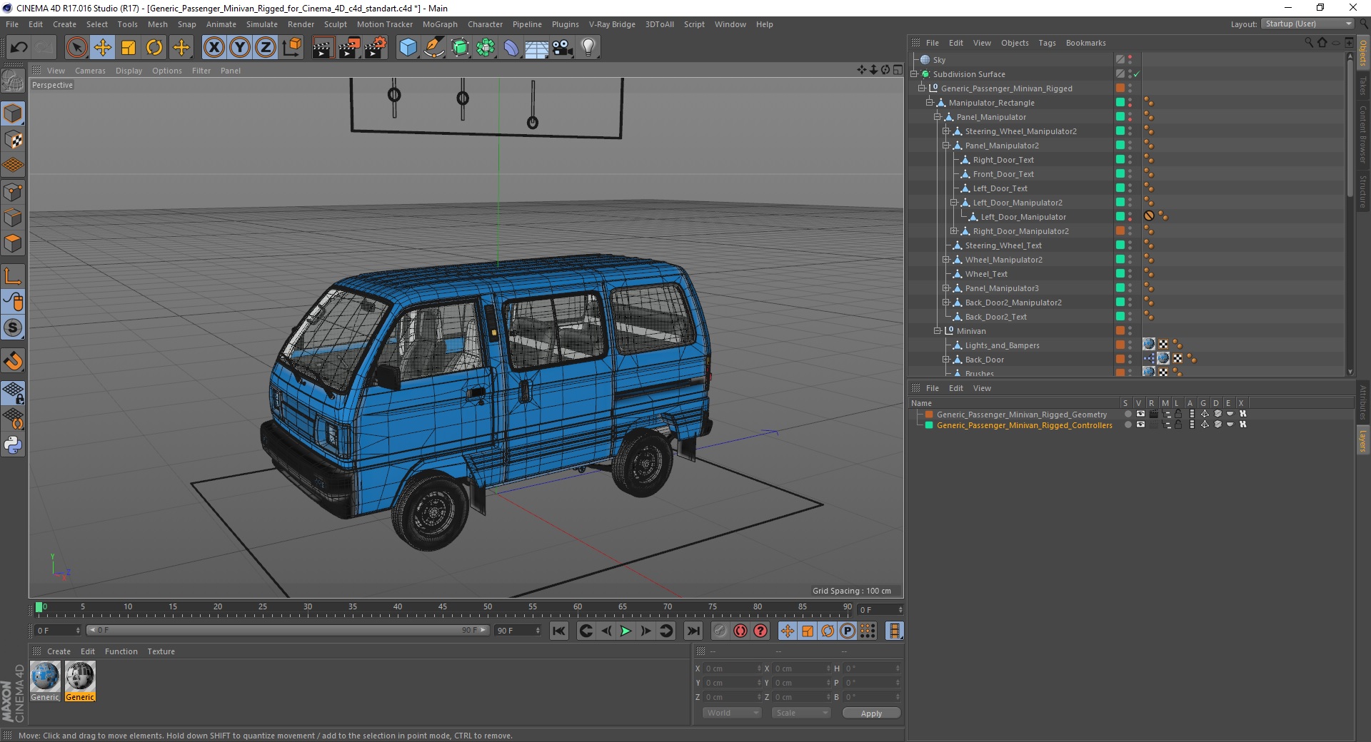 3D Generic Passenger Minivan Rigged for Cinema 4D