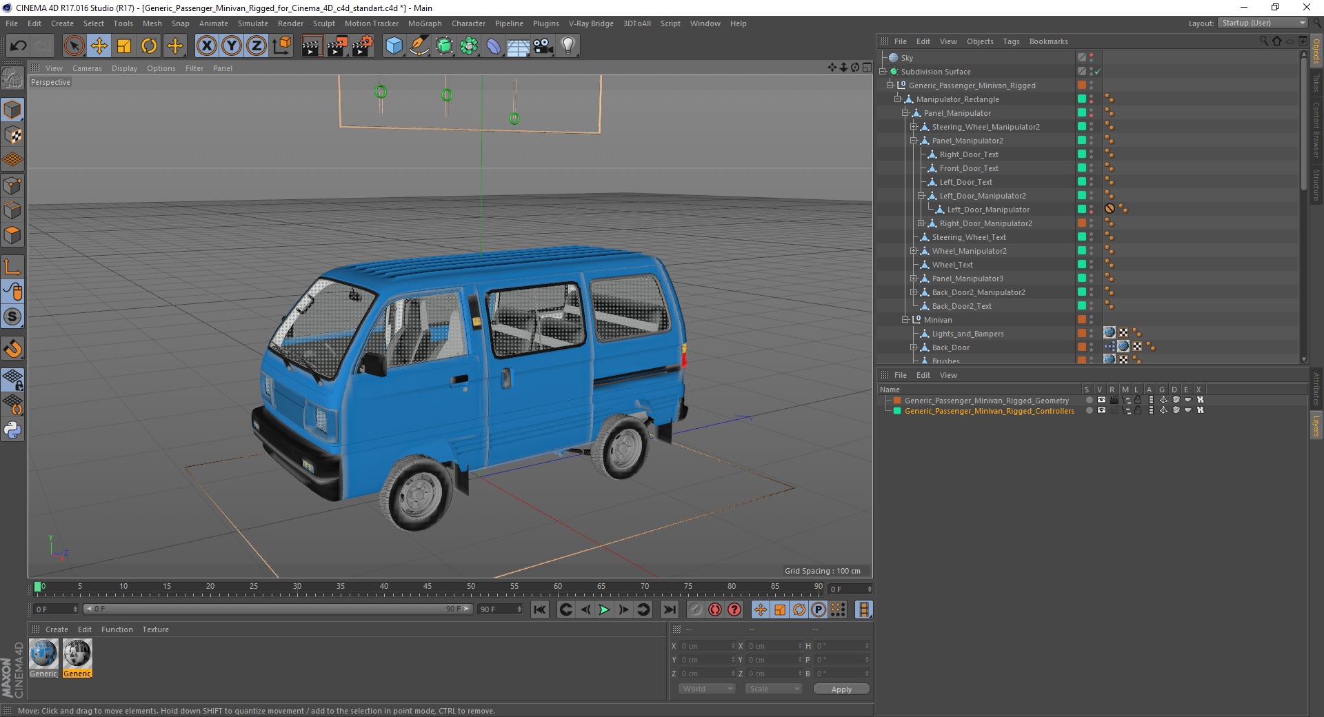 3D Generic Passenger Minivan Rigged for Cinema 4D