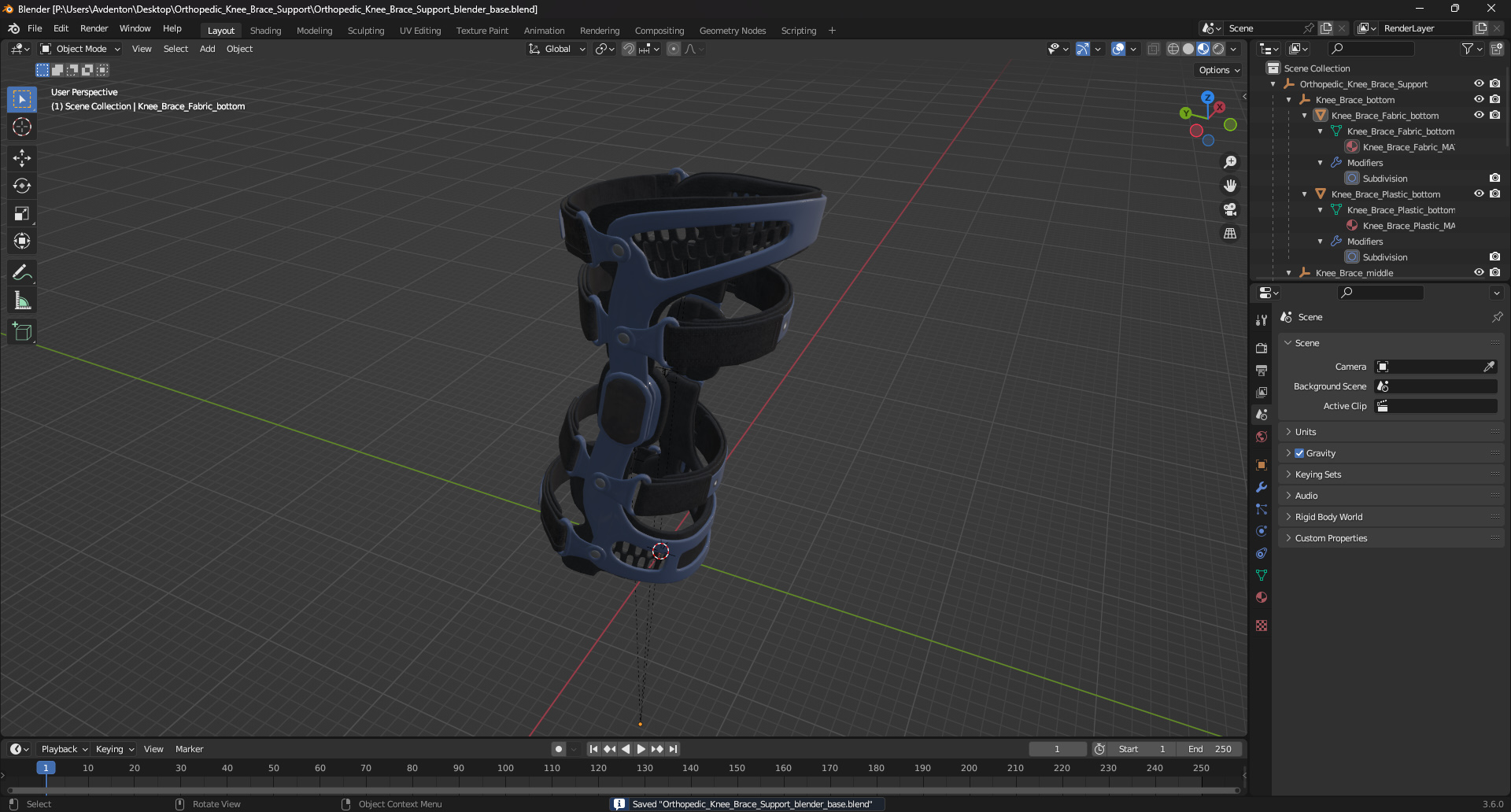 Orthopedic Knee Brace Support 3D model