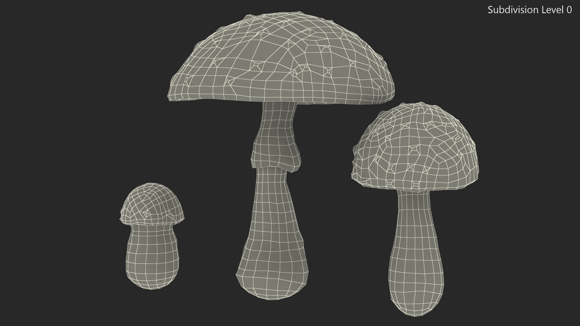 3D Amanita Mushrooms Set