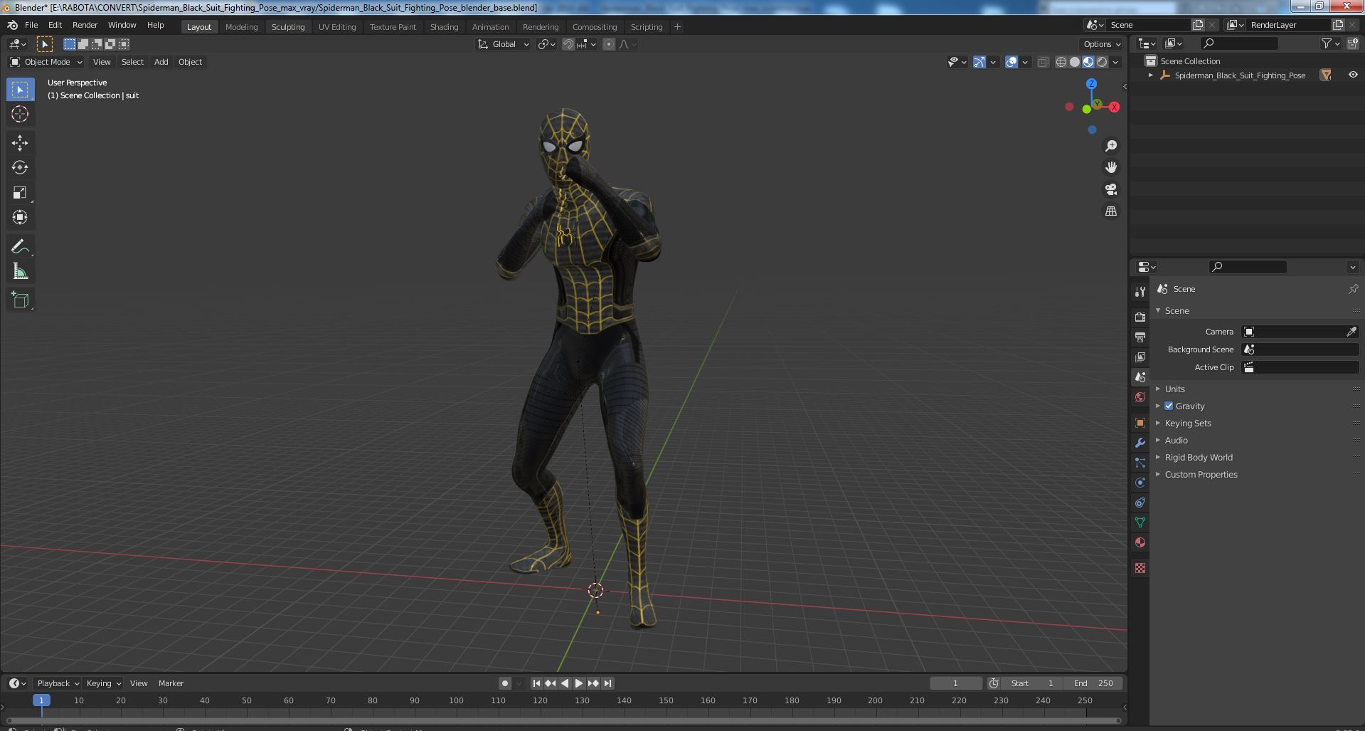 Spiderman Black Suit Fighting Pose 3D model