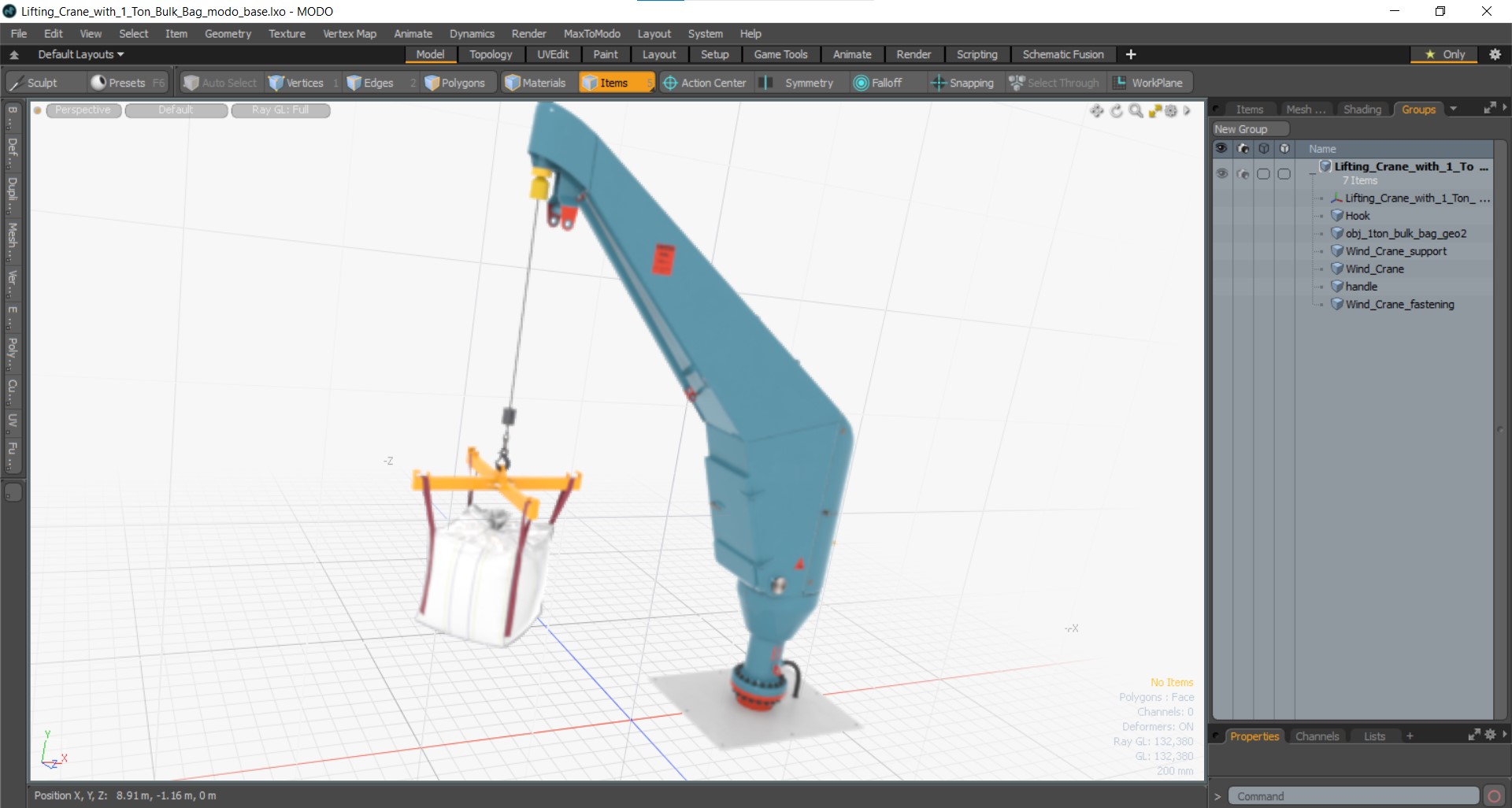 3D Lifting Crane with 1 Ton Bulk Bag model