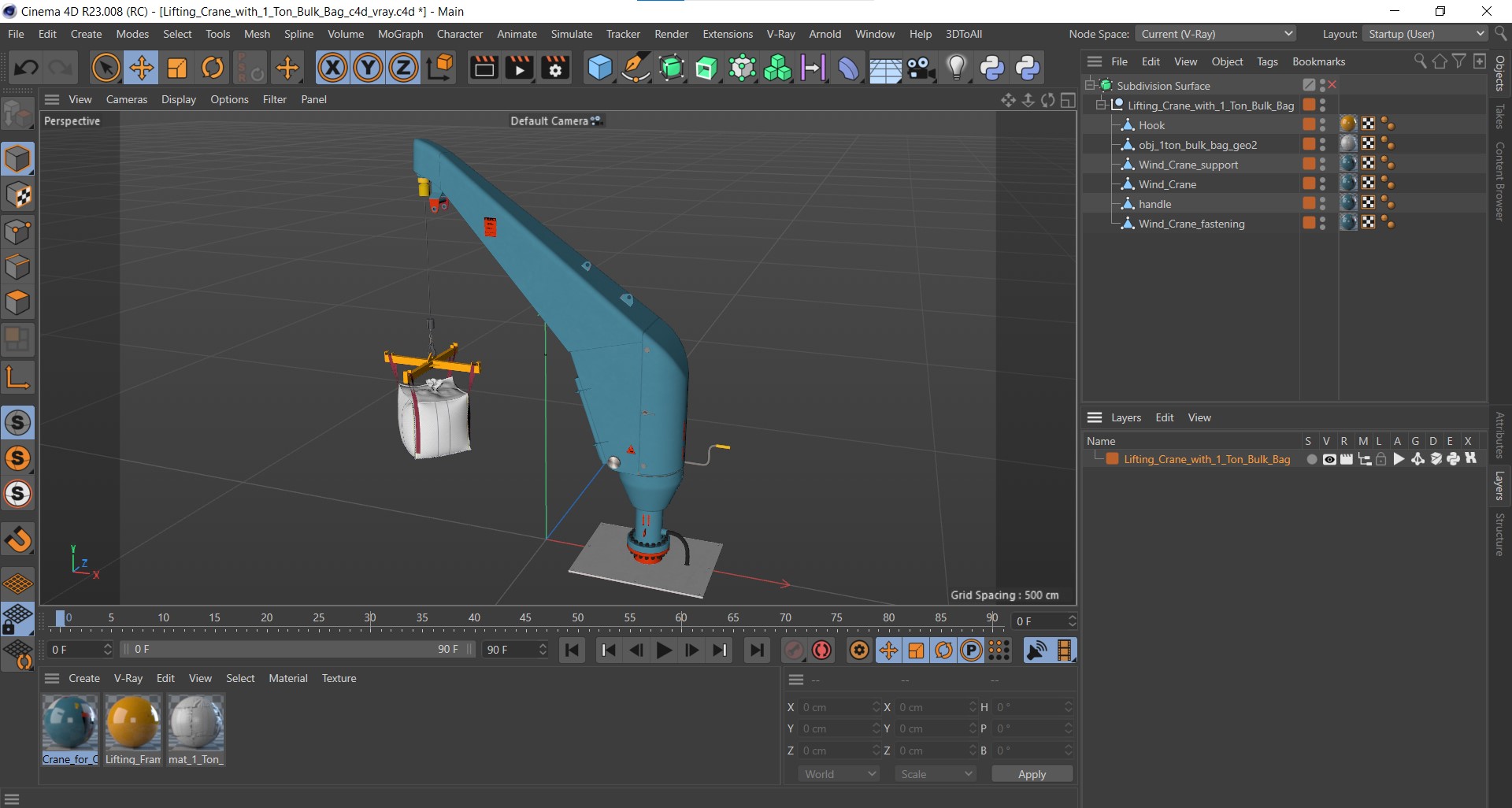 3D Lifting Crane with 1 Ton Bulk Bag model