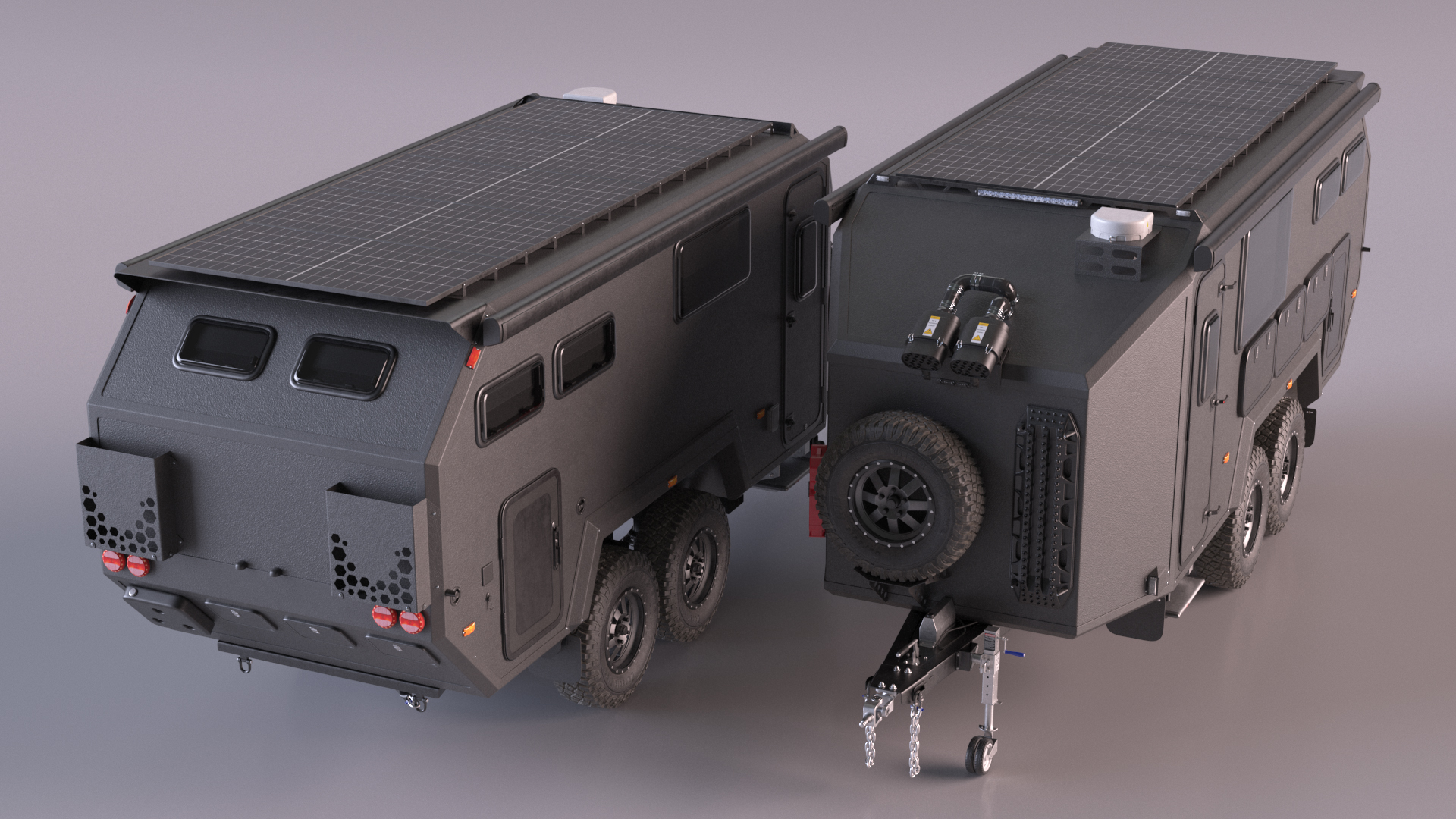 3D model Expedition Mobile Home Black Rigged