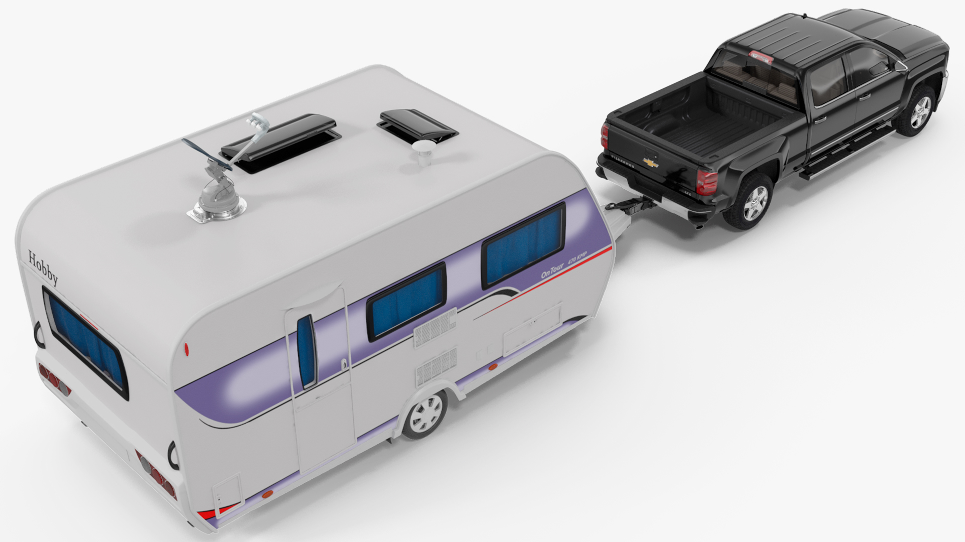 3D Chevrolet Silverado with Hobby Caravan model