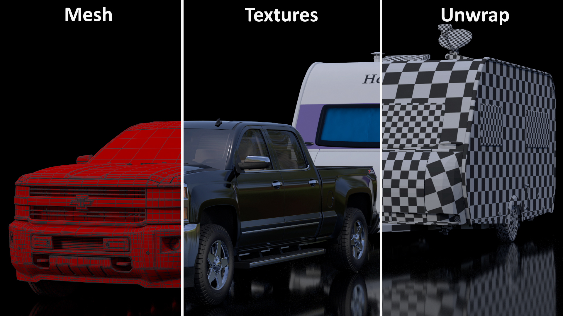 3D Chevrolet Silverado with Hobby Caravan model