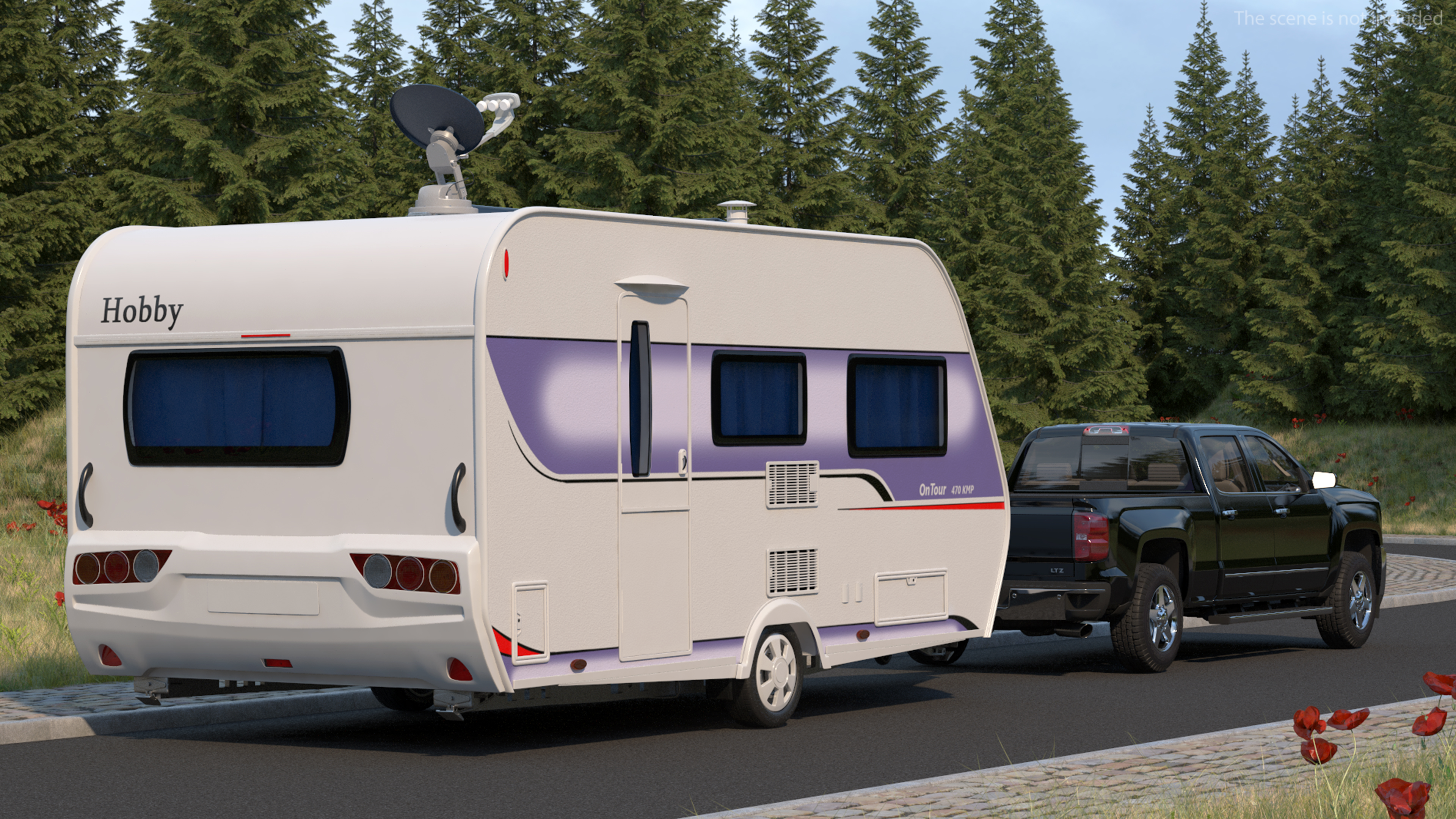 3D Chevrolet Silverado with Hobby Caravan model