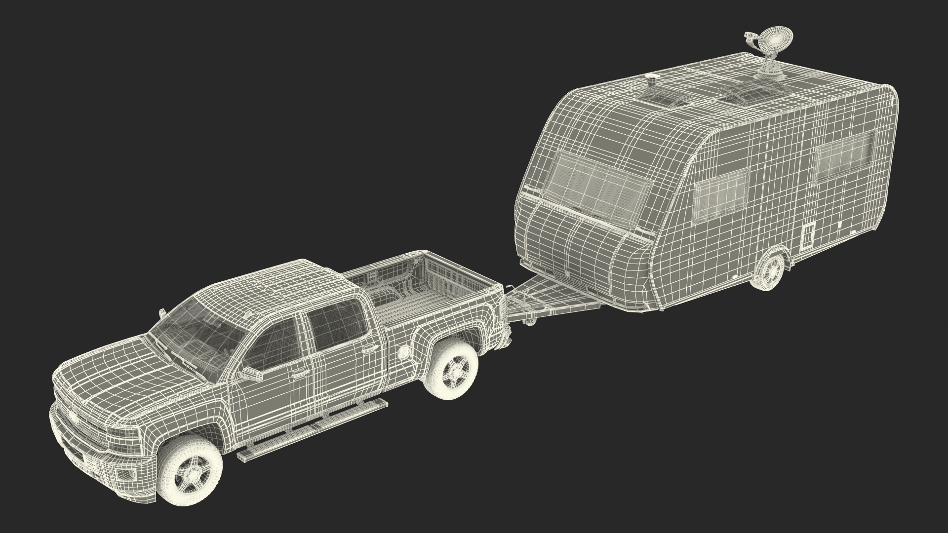3D Chevrolet Silverado with Hobby Caravan model