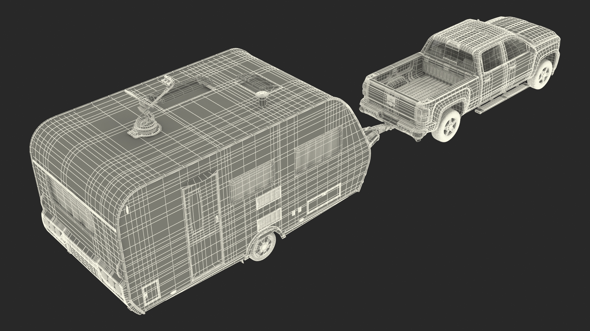 3D Chevrolet Silverado with Hobby Caravan model