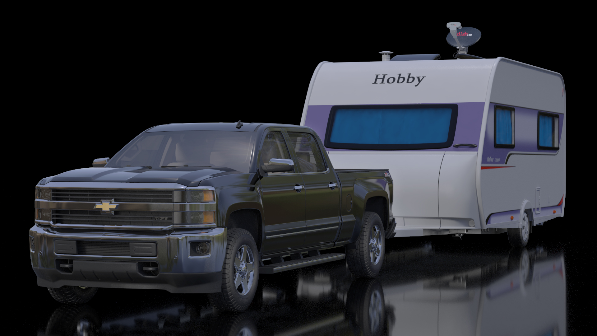 3D Chevrolet Silverado with Hobby Caravan model