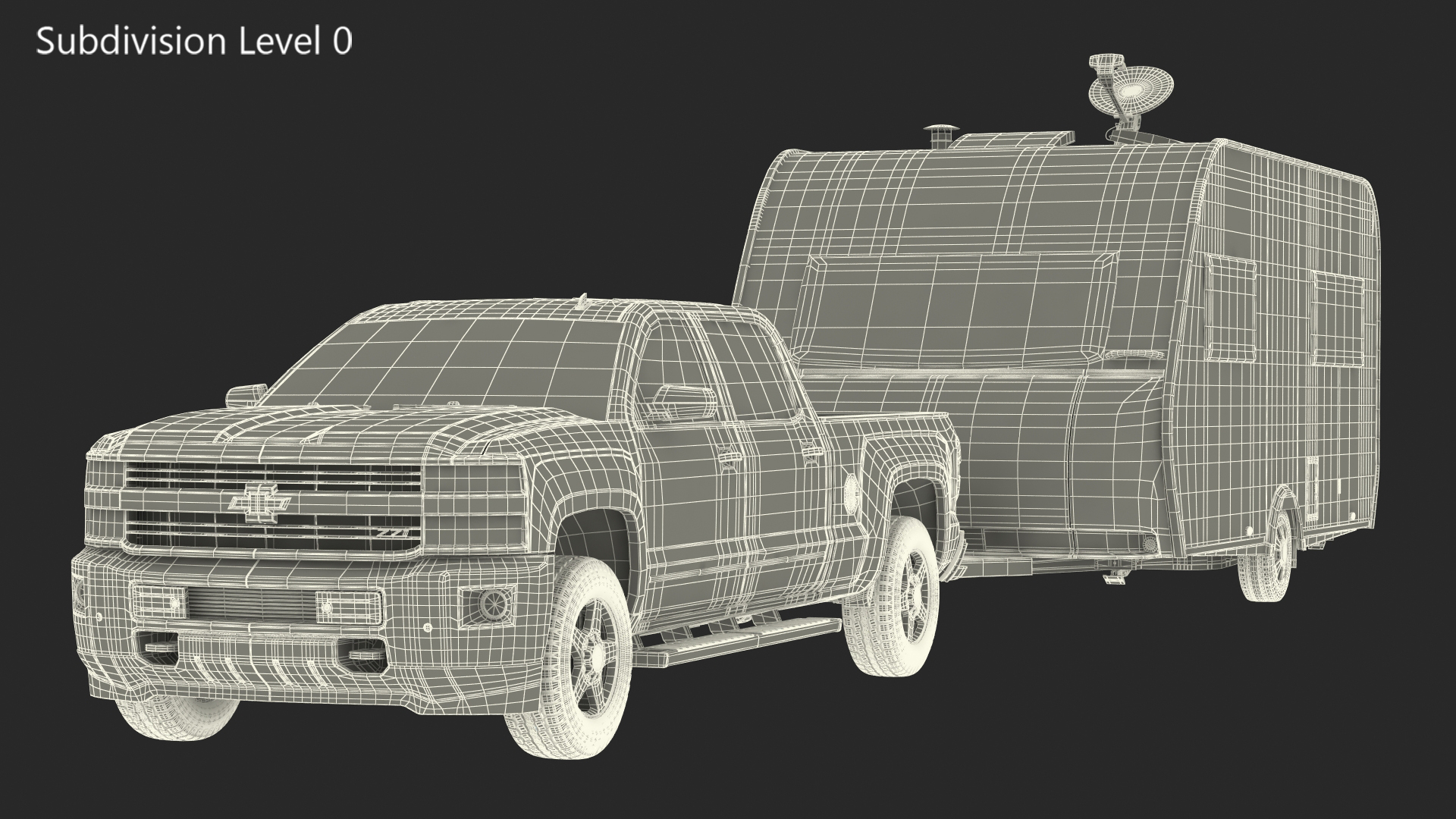 3D Chevrolet Silverado with Hobby Caravan model